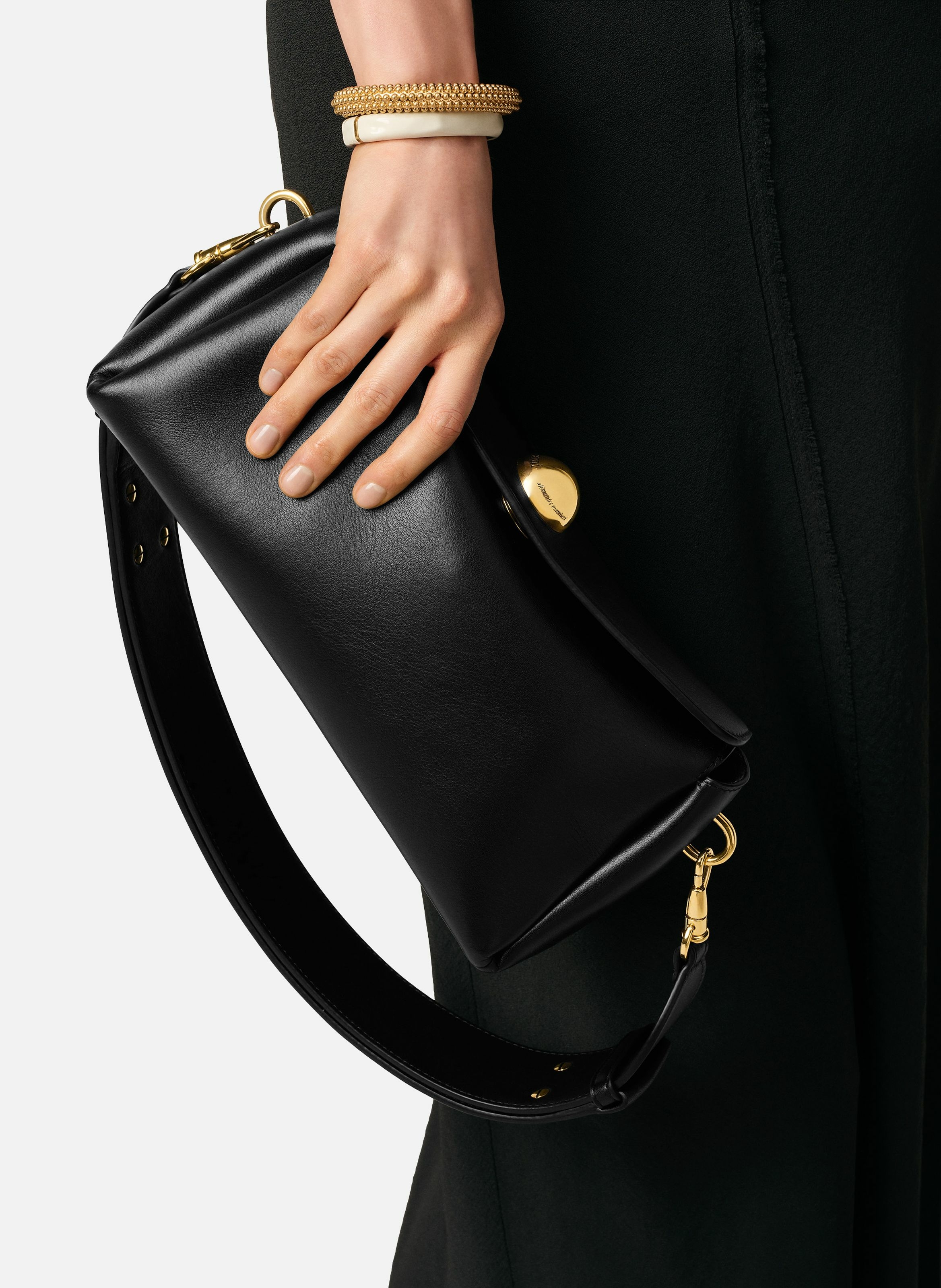 Sac carrousel unisexe en cuir de veau AMI PARIS Noir