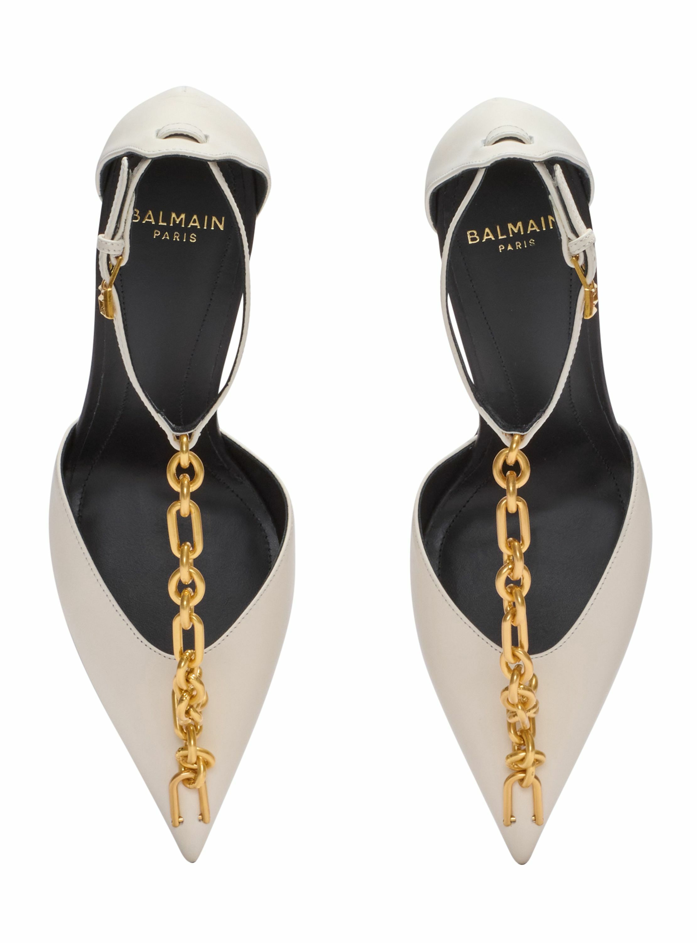 Escarpins sync en cuir à bout pointu BALMAIN Beige