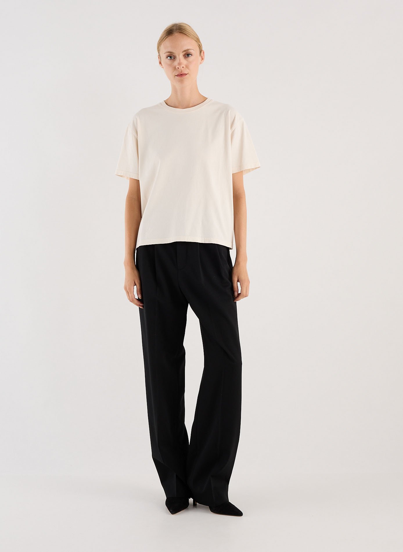 T-shirt Vintage col rond en coton SAISON 1865 Beige