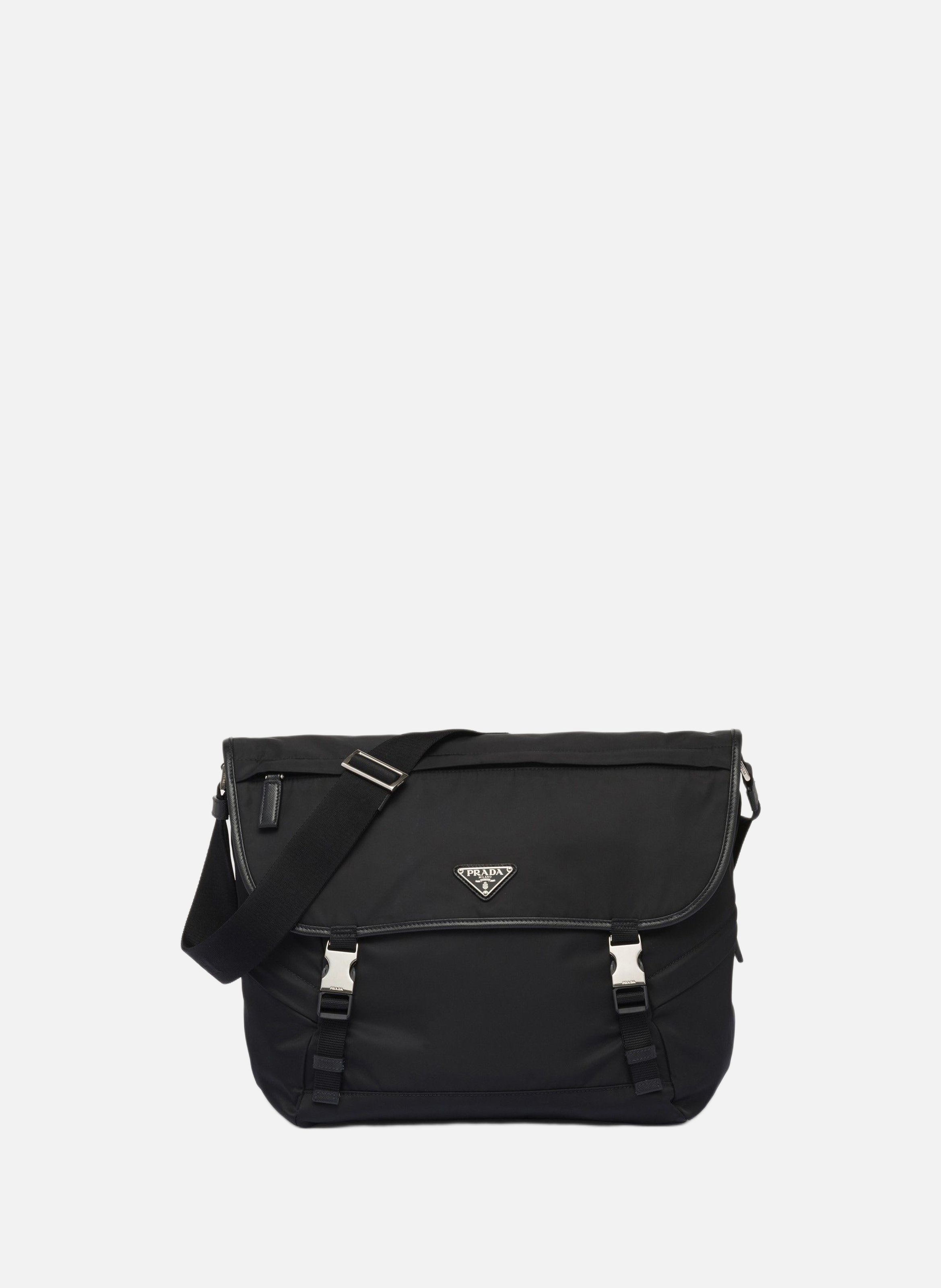 Sac porté épaule en re-nylon et cuir saffiano PRADA Noir