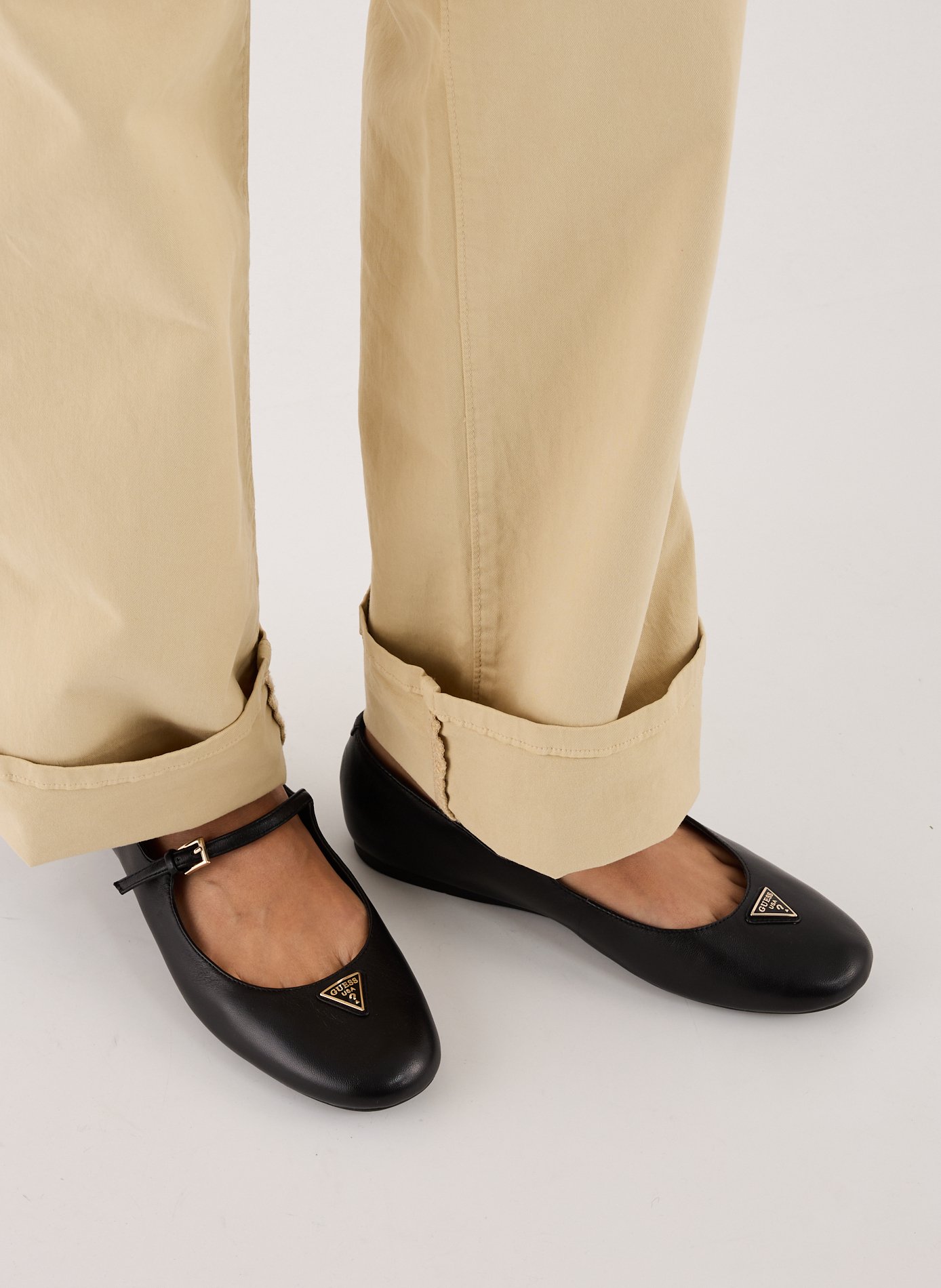 Solid leather ballerina flats GUESS Black