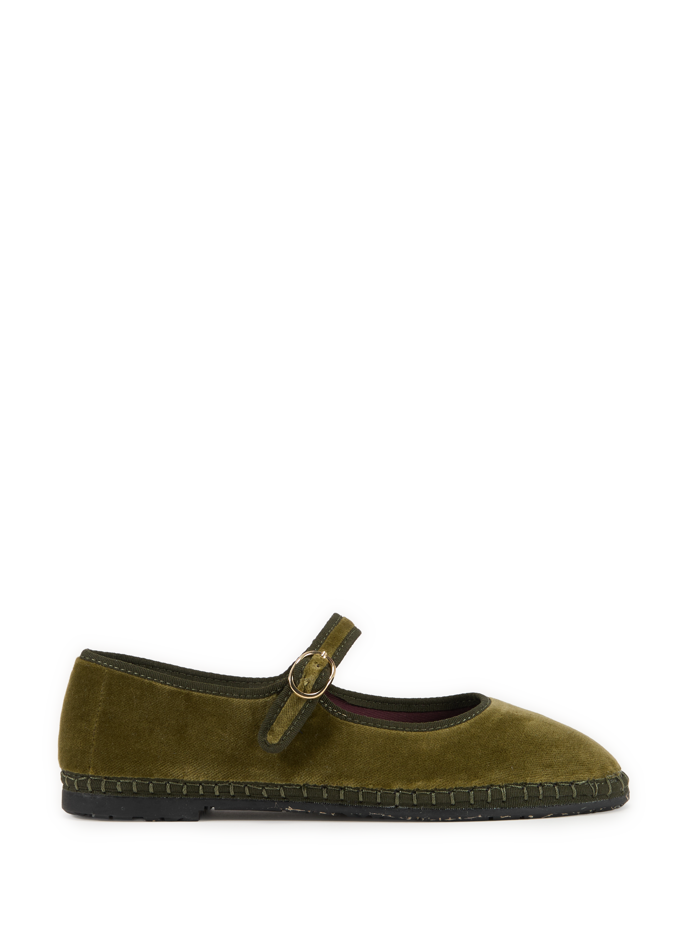 FLABELUS Starling velvet ballerina flats Khaki