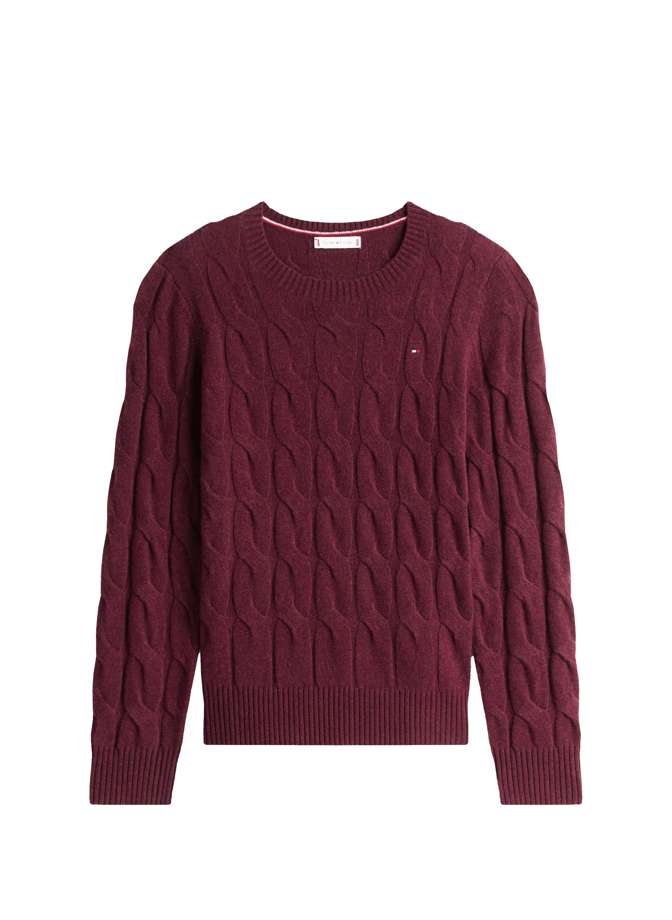 Pull torsadé en laine  TOMMY HILFIGER Rouge