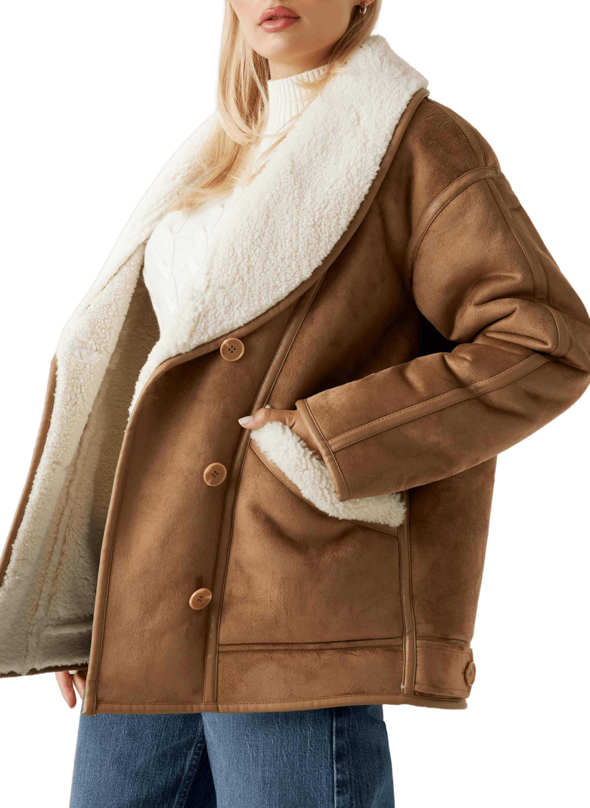 Manteau suédé col châle GUESS Multicolore