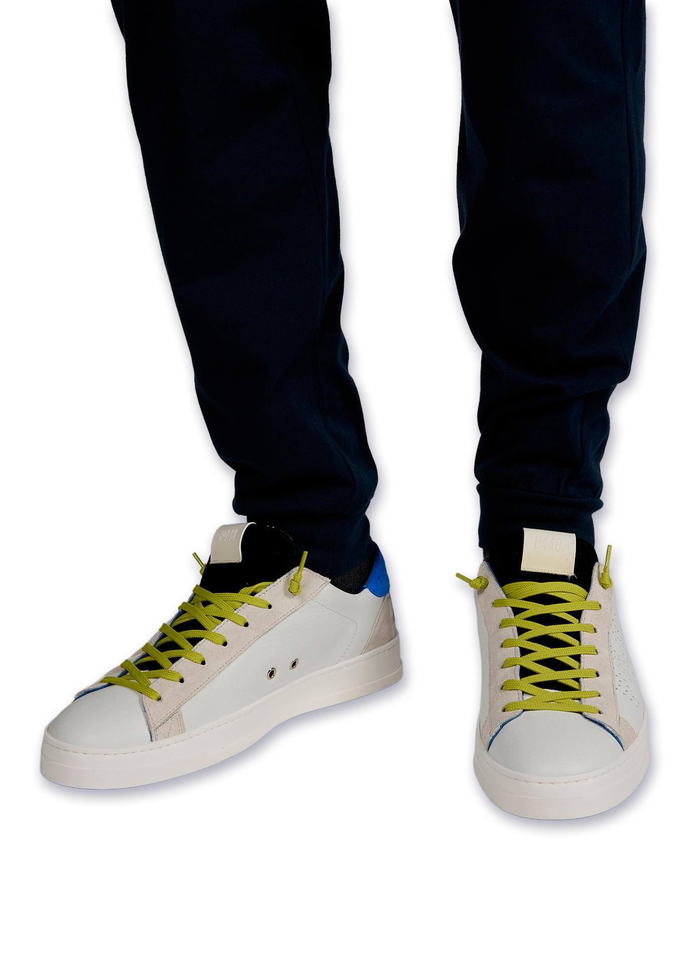 Bi-material sneakers P448 White