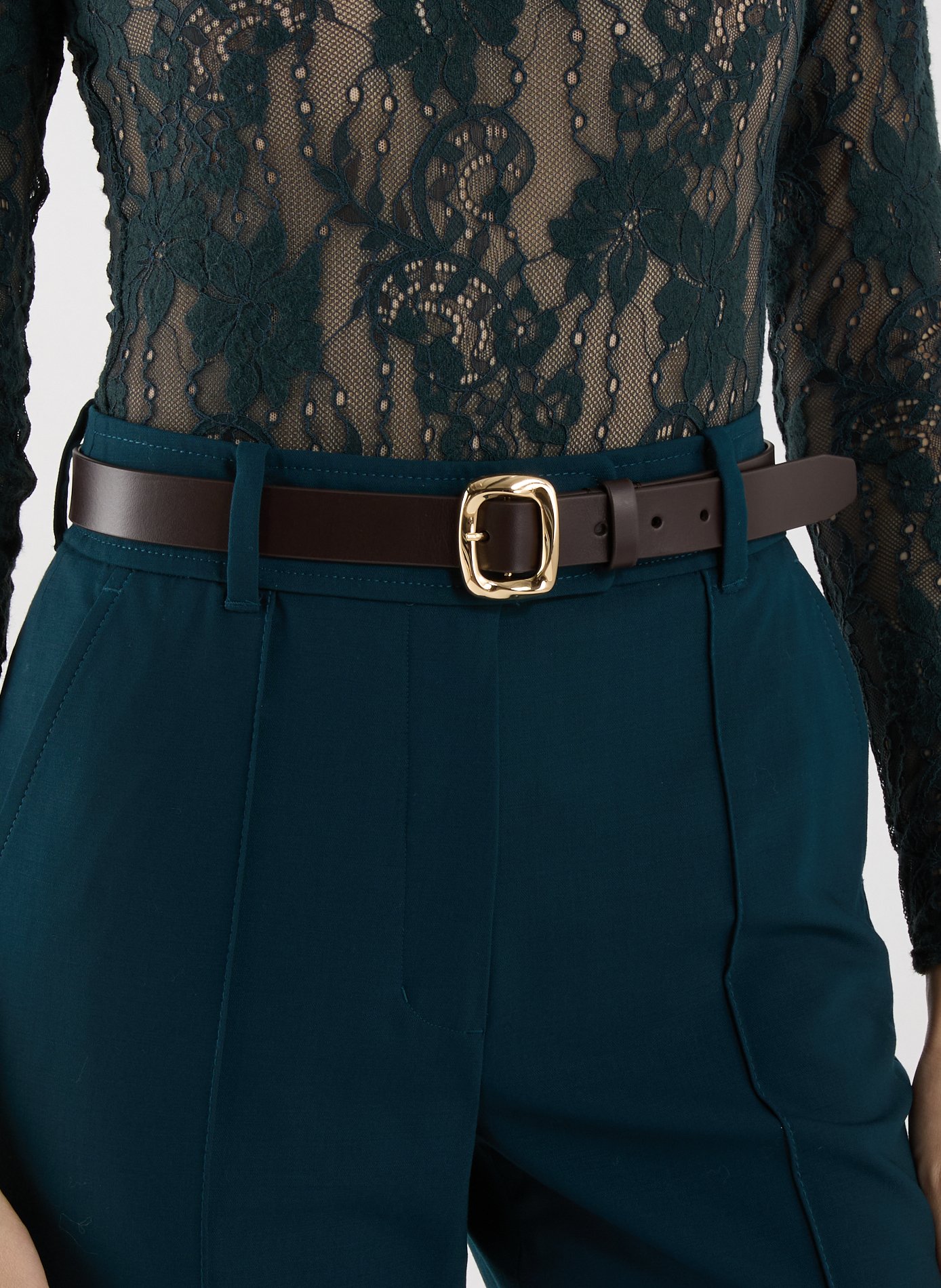 Adjustable leather belt with buckle ZIMMERMANN Brown