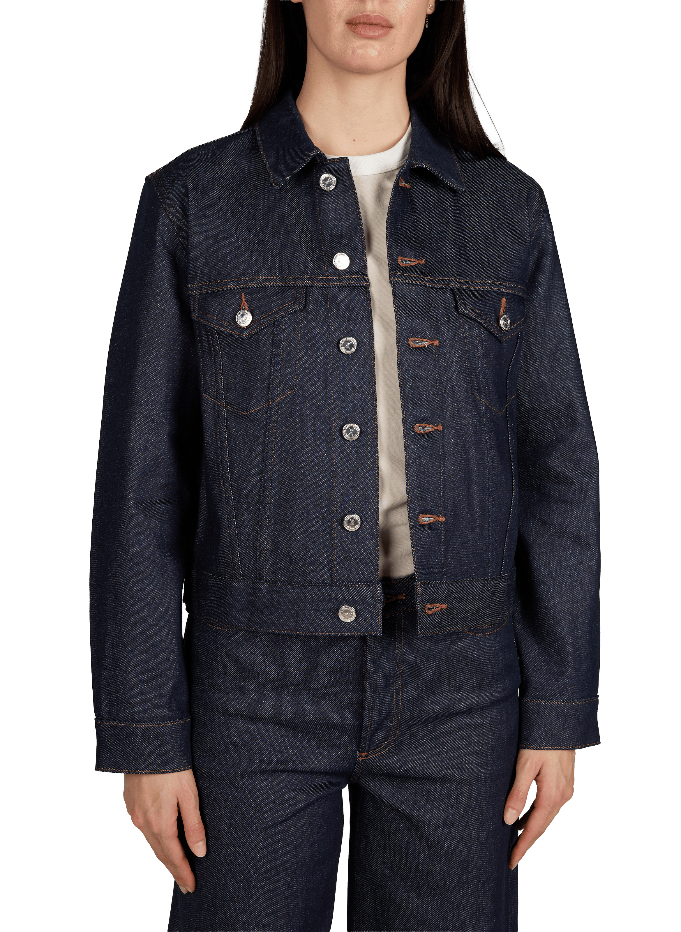 Cropped denim jacket in blended cotton A.P.C. Blue