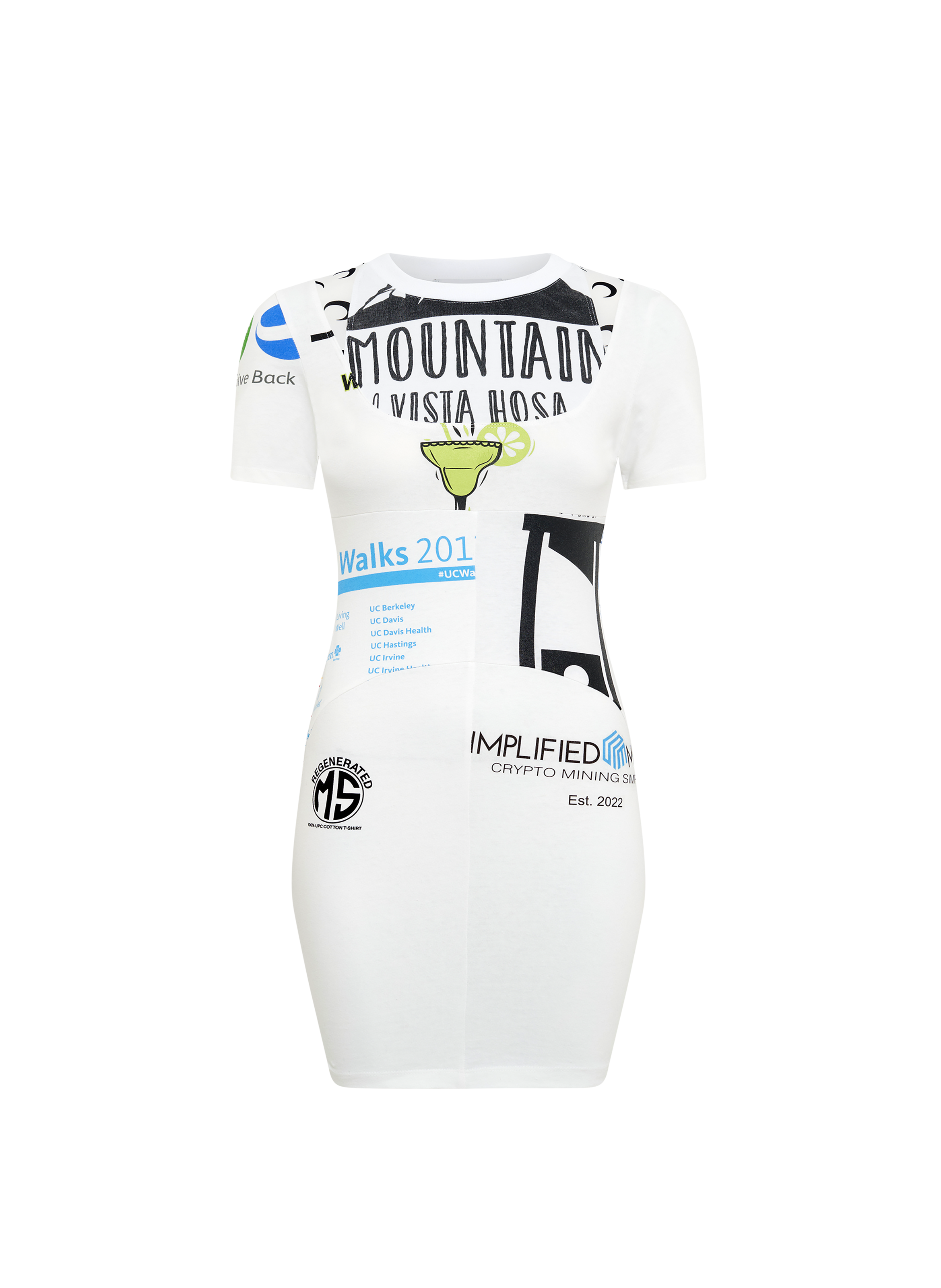 Mini-robe avec t-shirts graphiques upcyclé MARINE SERRE Blanc