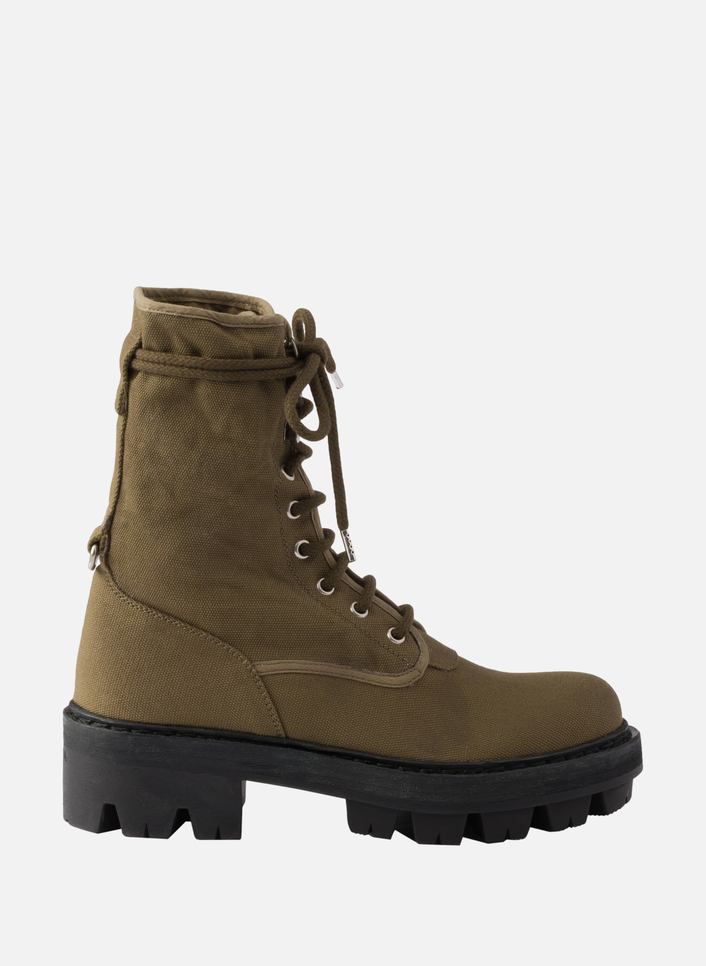 Bottines à lacets en toile PRADA Vert