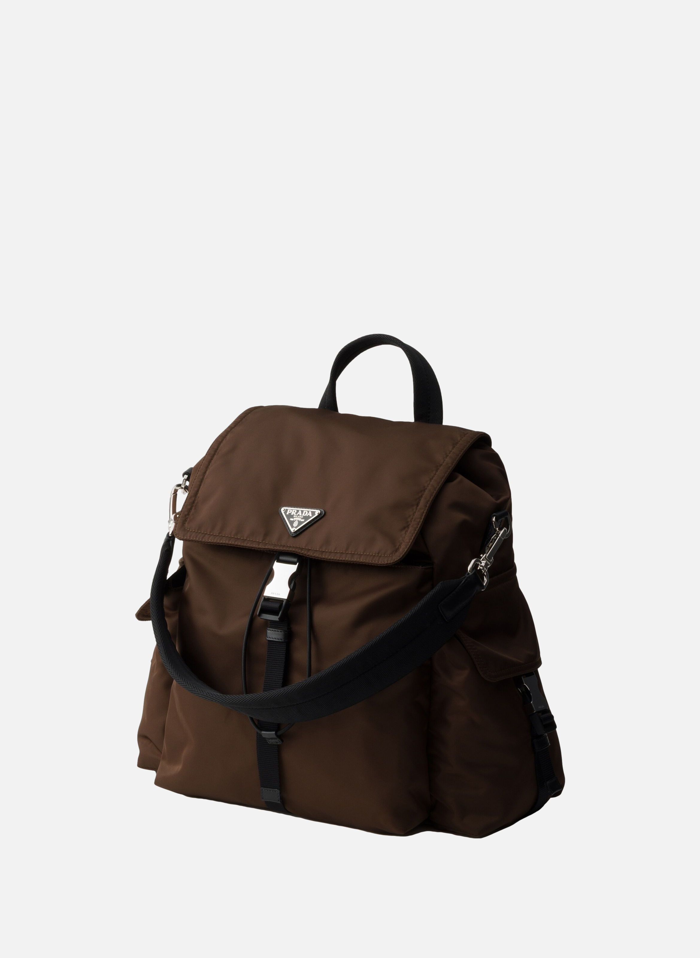 Sac à dos prada explore en re-nylon et cuir PRADA Marron