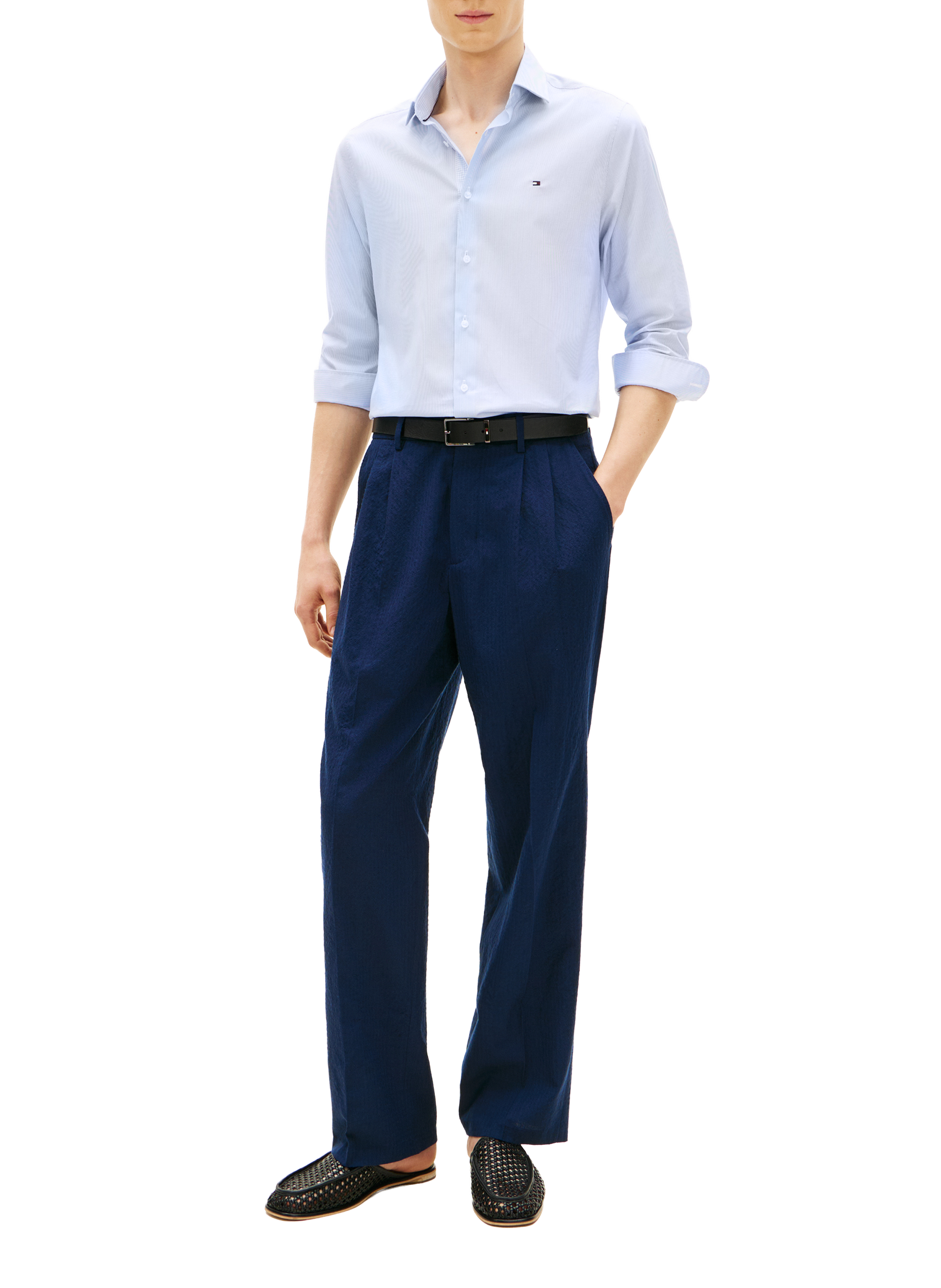 Straight cotton blend Shirt TOMMY HILFIGER Blue