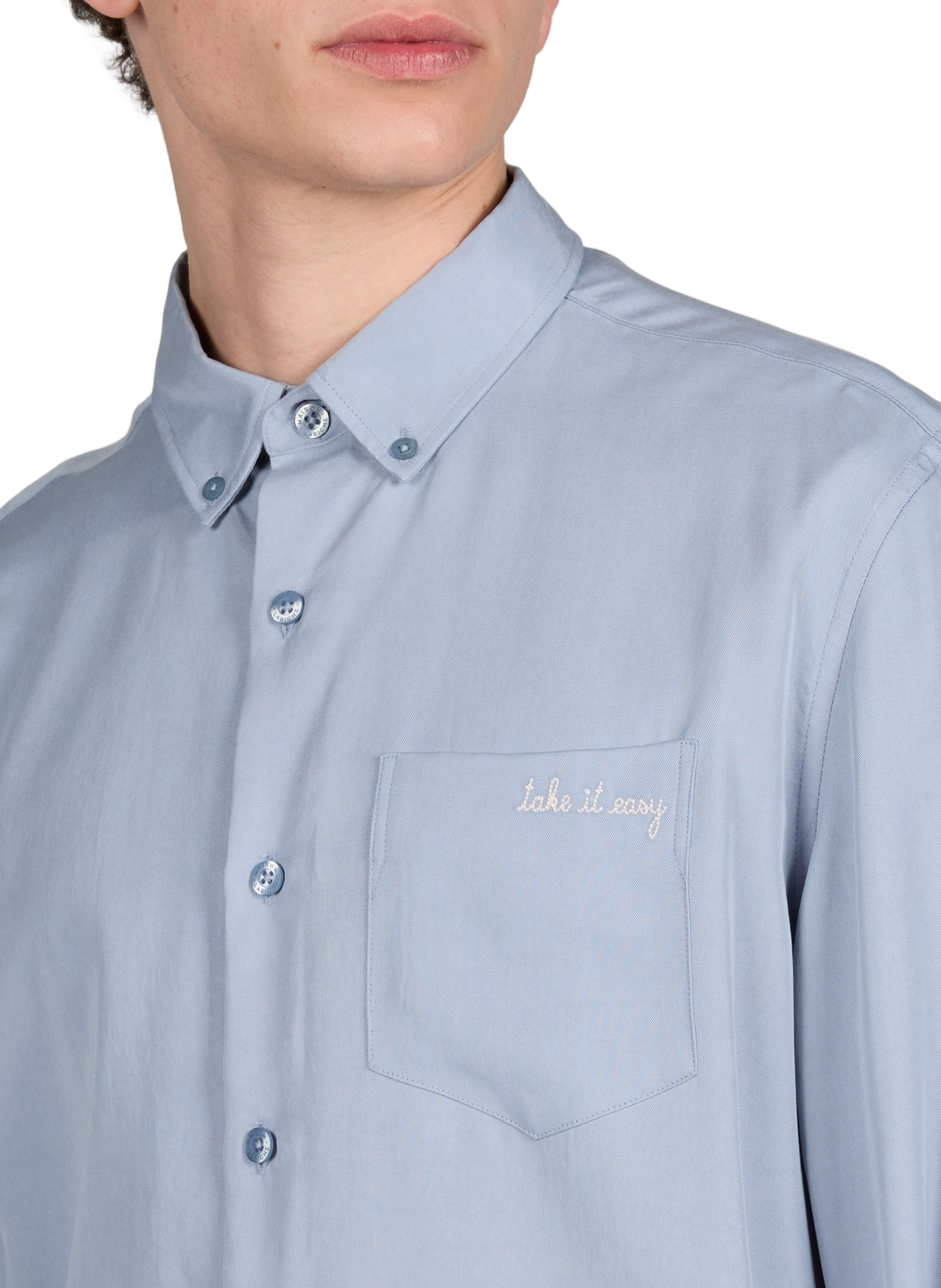 Embroidered straight Tombelle shirt MAISON LABICHE Blue