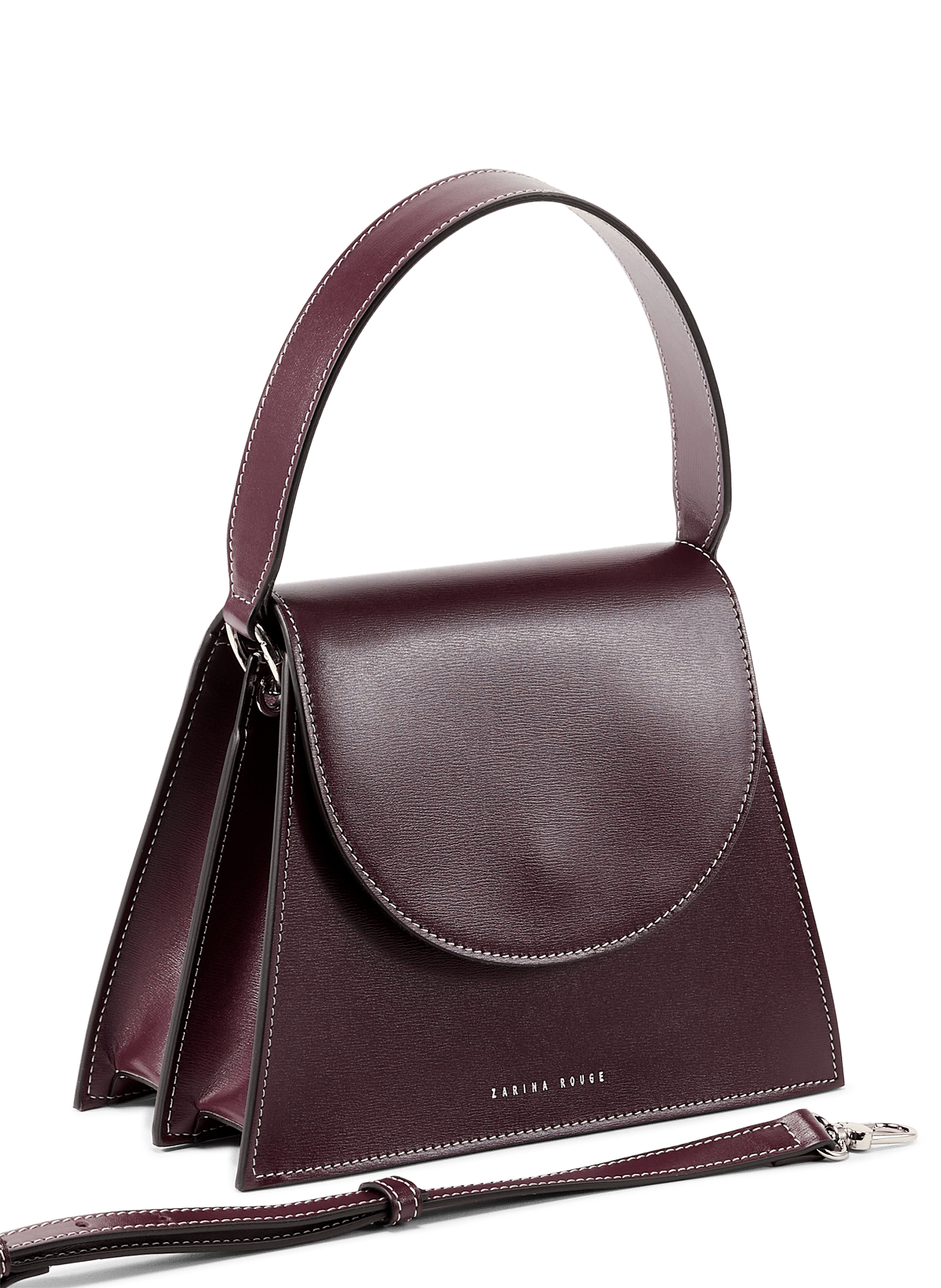 Sac à main avec bandoulière amovible en cuir ZARINA ROUGE Brown