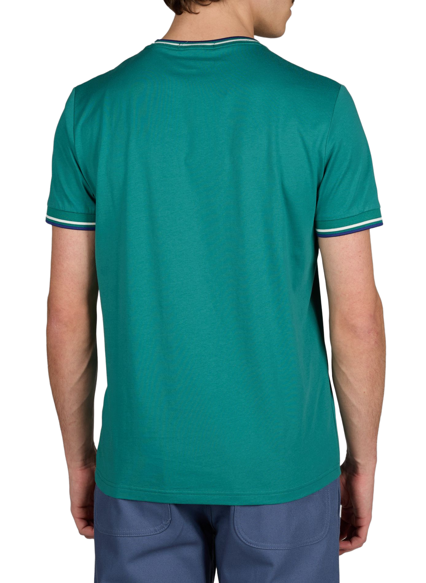 T-shirt uni à col rond en coton FRED PERRY Vert