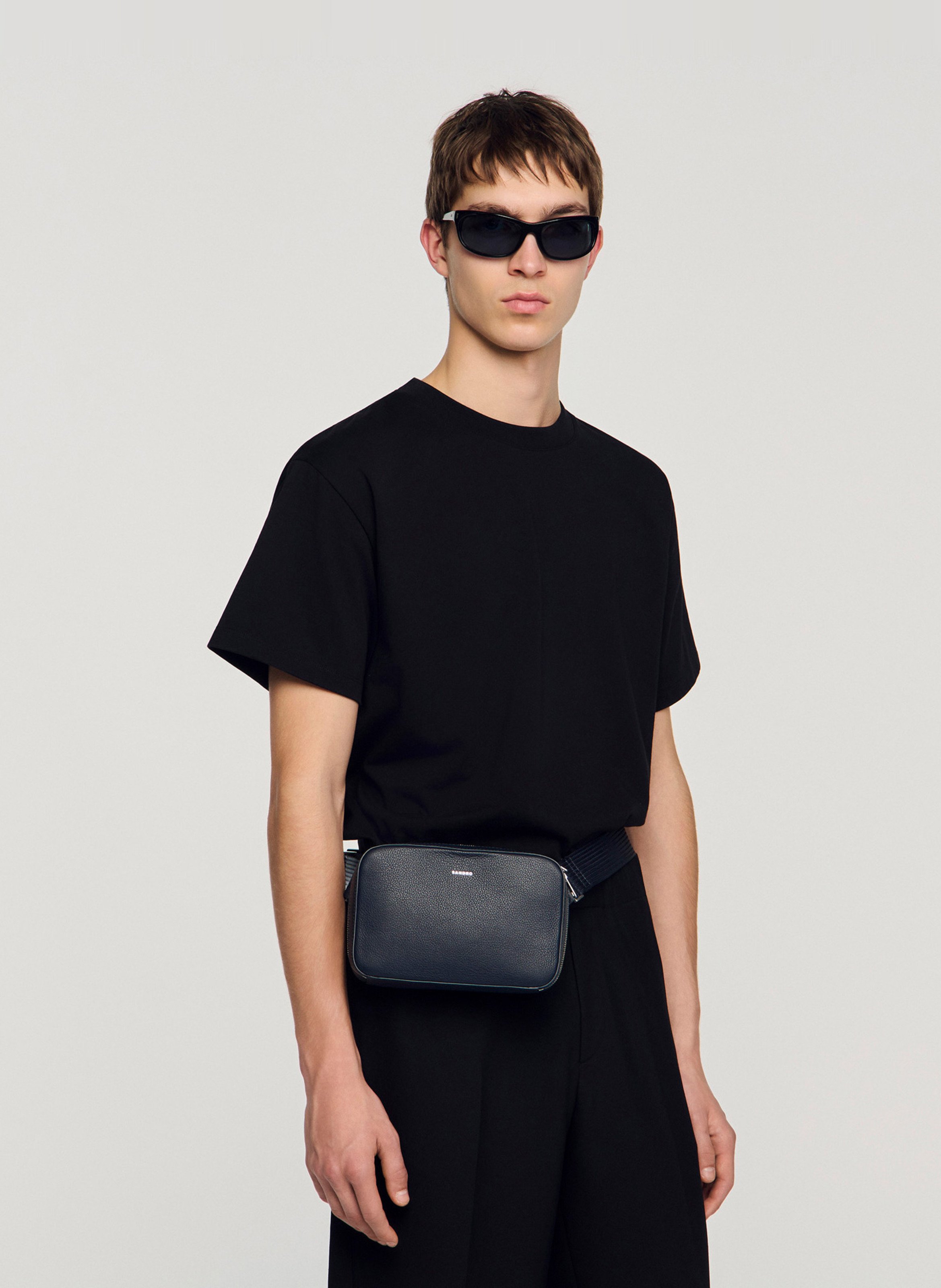 Sac banane en cuir SANDRO Bleu