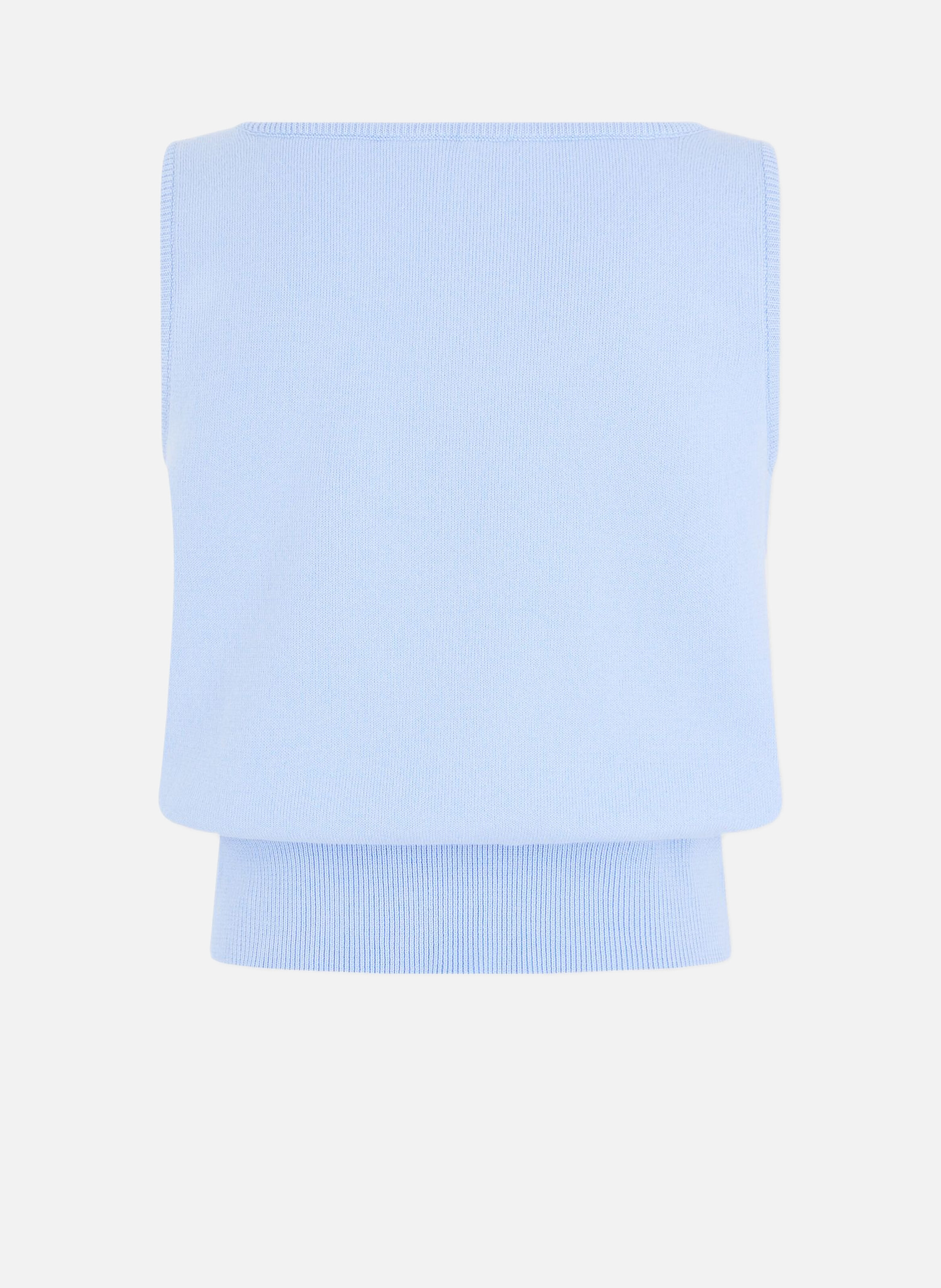 Débardeur en laine tricotée avec broderie florale RABANNE Bleu