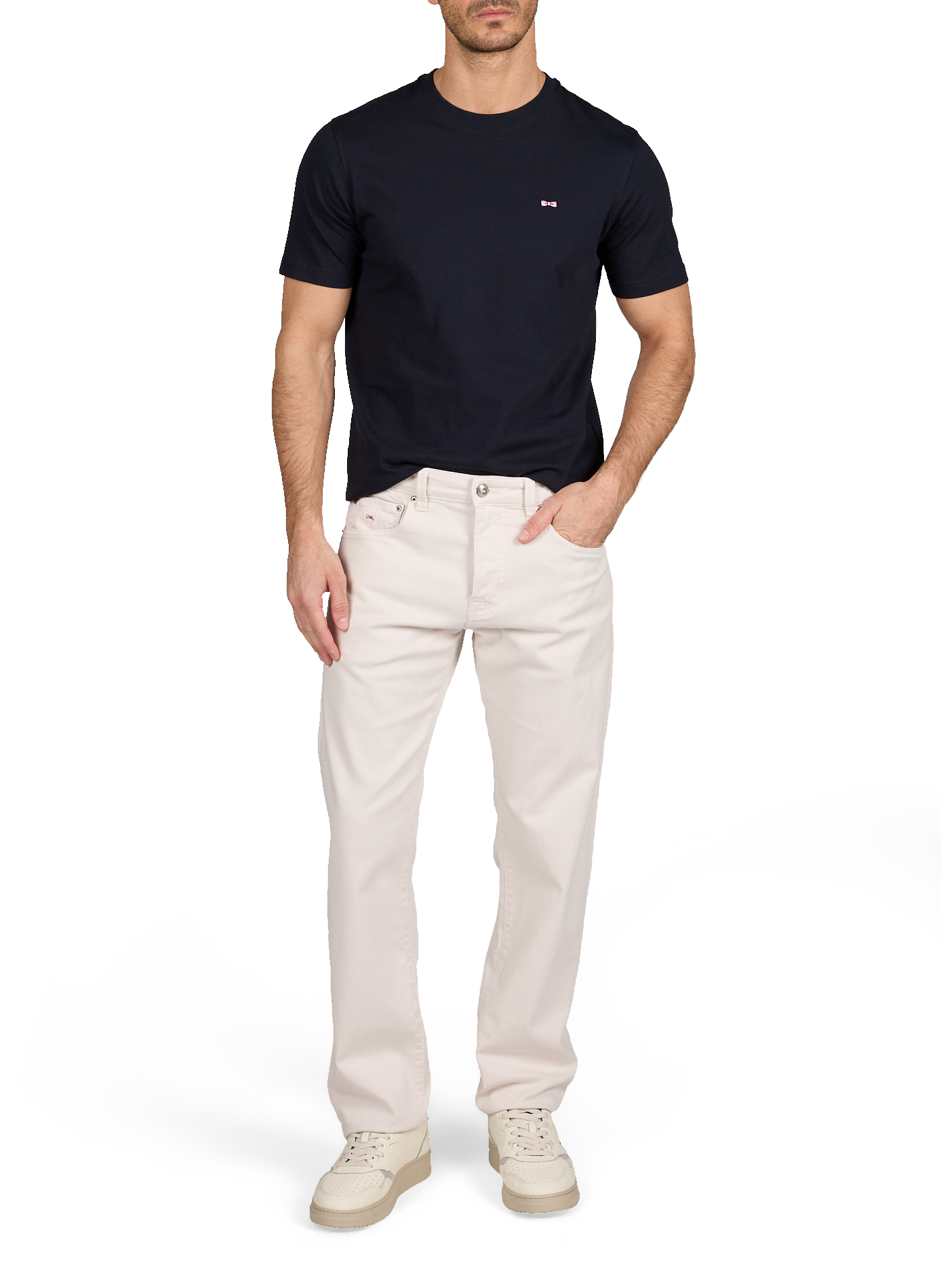 High-waisted solid straight-leg jeans EDEN PARK Beige