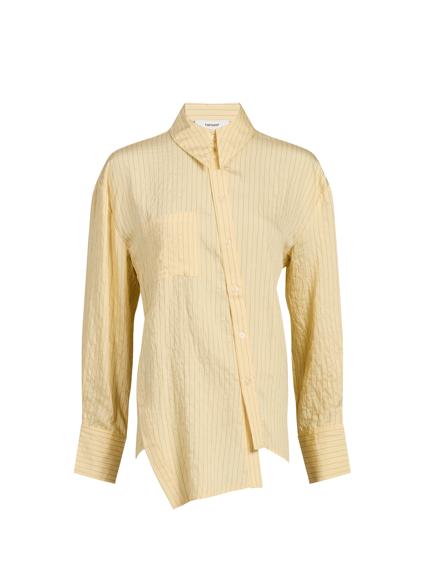 Asymmetrical Striped Shirt TOPSHOP Yellow