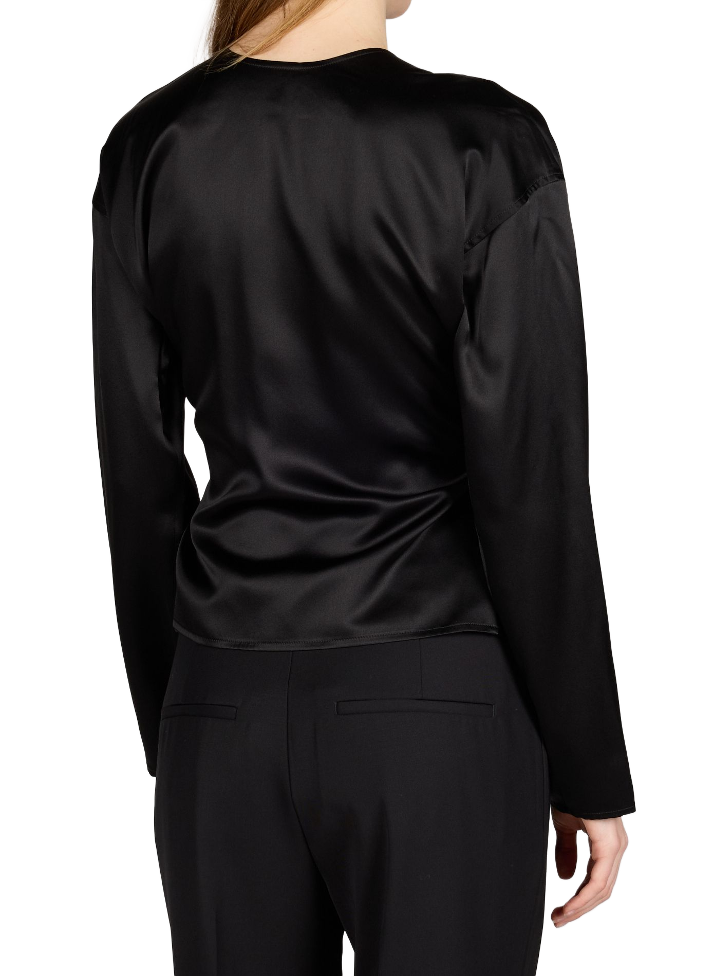 Satin tie-up silk top HELMUT LANG Black