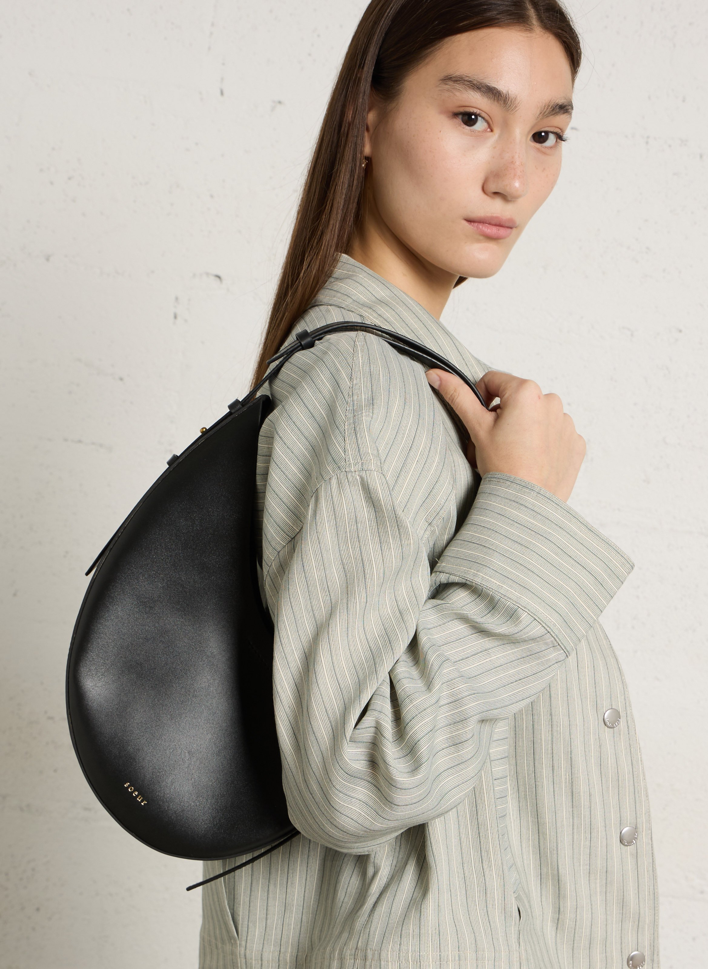 Sac porté épaule en cuir wino SOEUR Noir