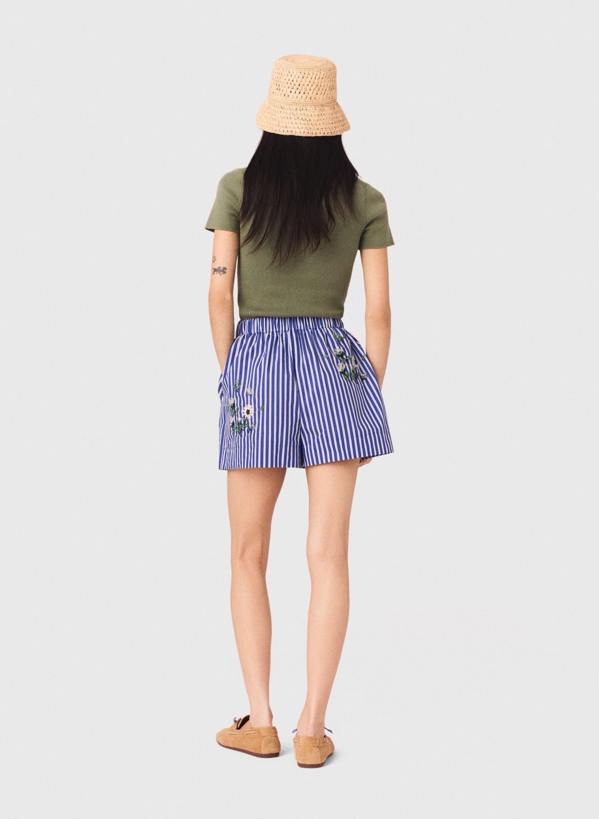 Short large en coton mélangé MAJE Blanc