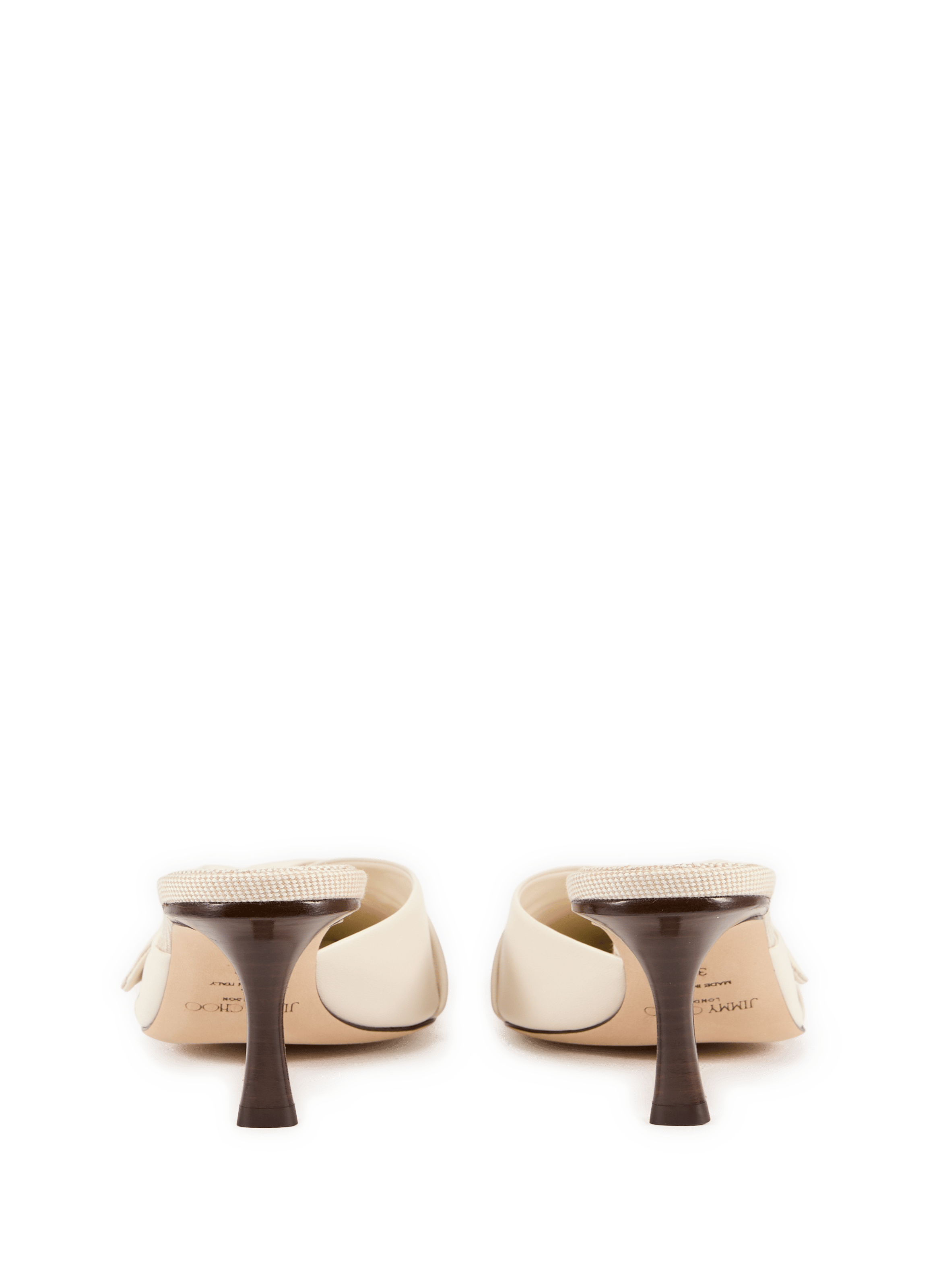 Livi 65 canvas and leather heeled mules JIMMY CHOO Beige