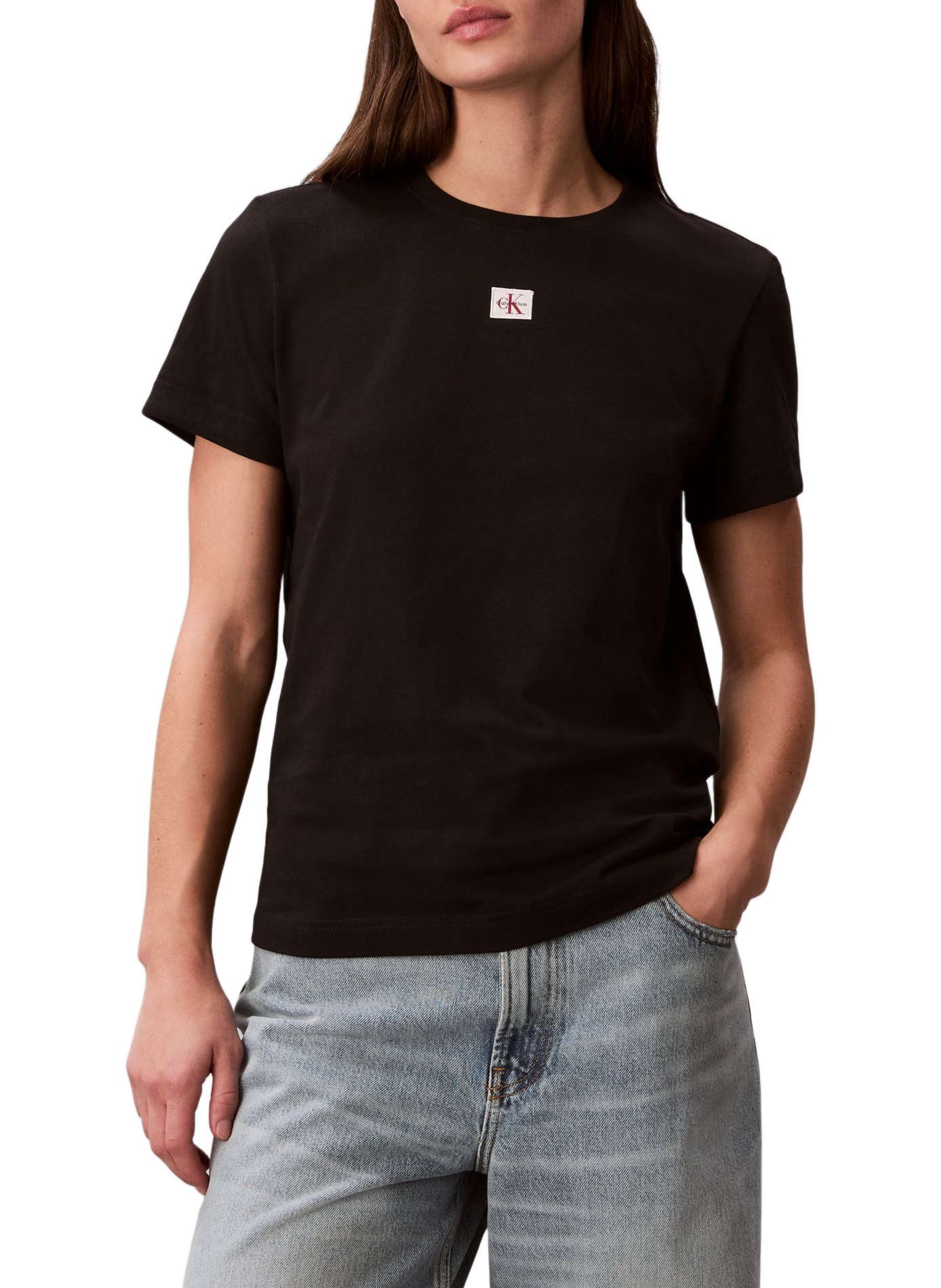 T-shirt à col rond en coton CALVIN KLEIN Noir
