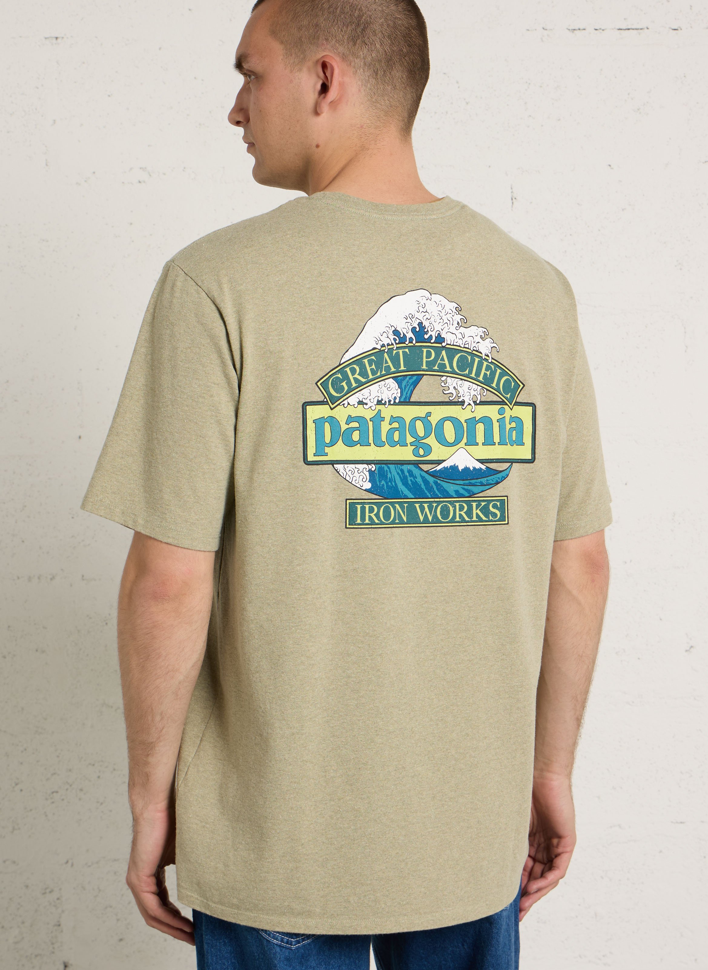 Straight round-neck t-shirt in blended recycled cotton PATAGONIA Beige