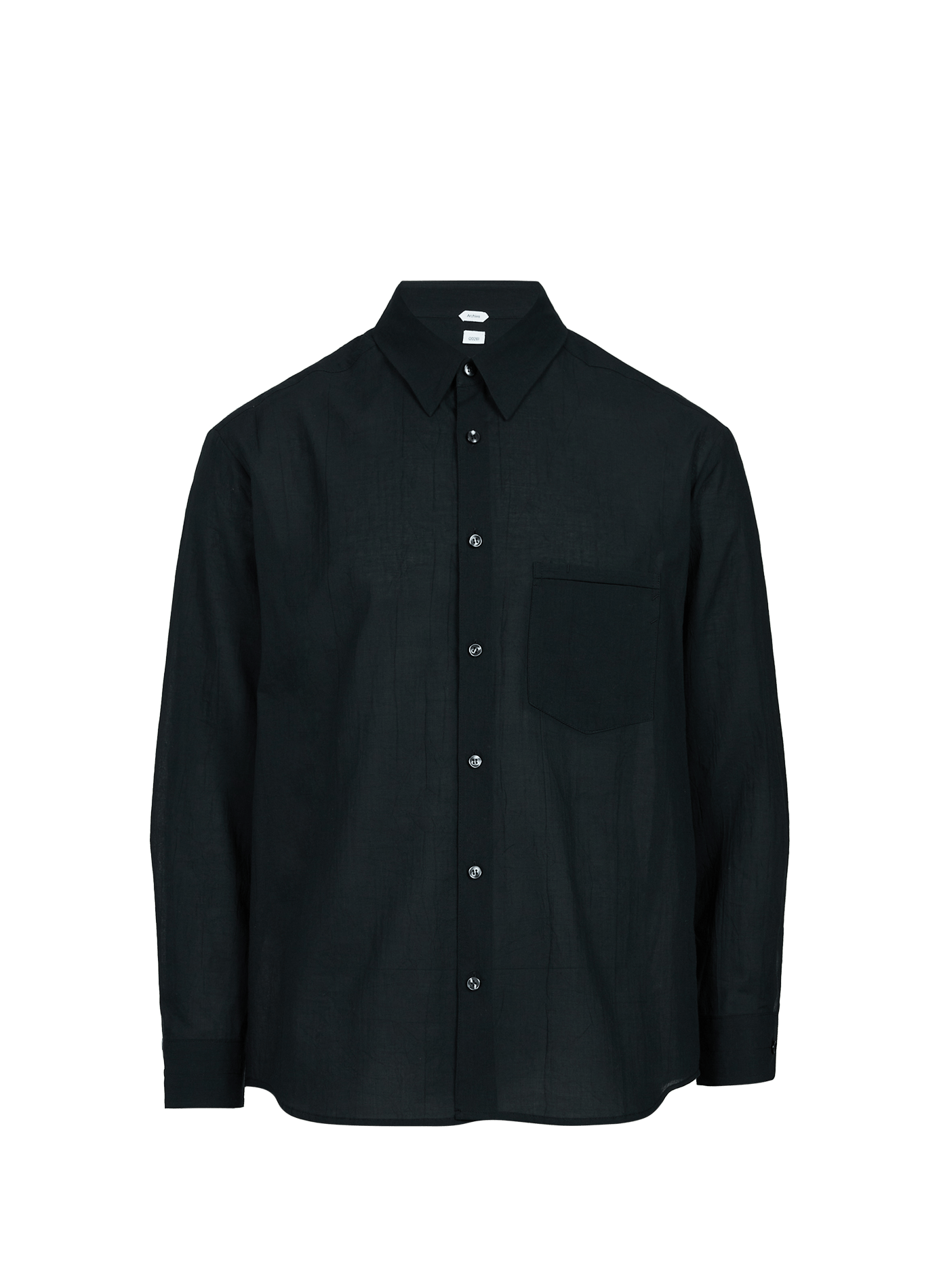 Camicia diritta in cotone stropicciato POST ARCHIVE FACTION Nero