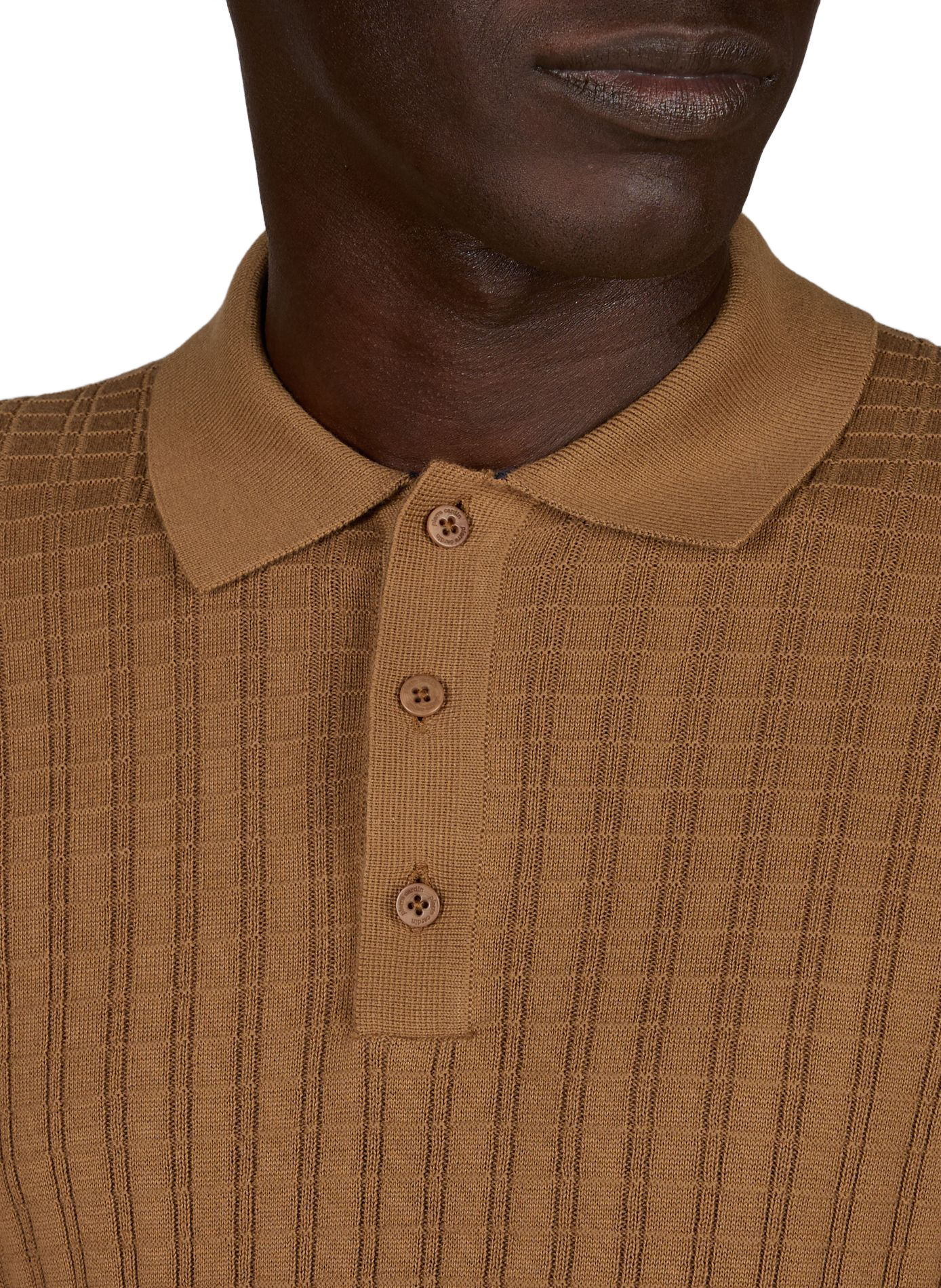 Polo aus strukturiertem Baumwollstrick PIERRE CARDIN Braun