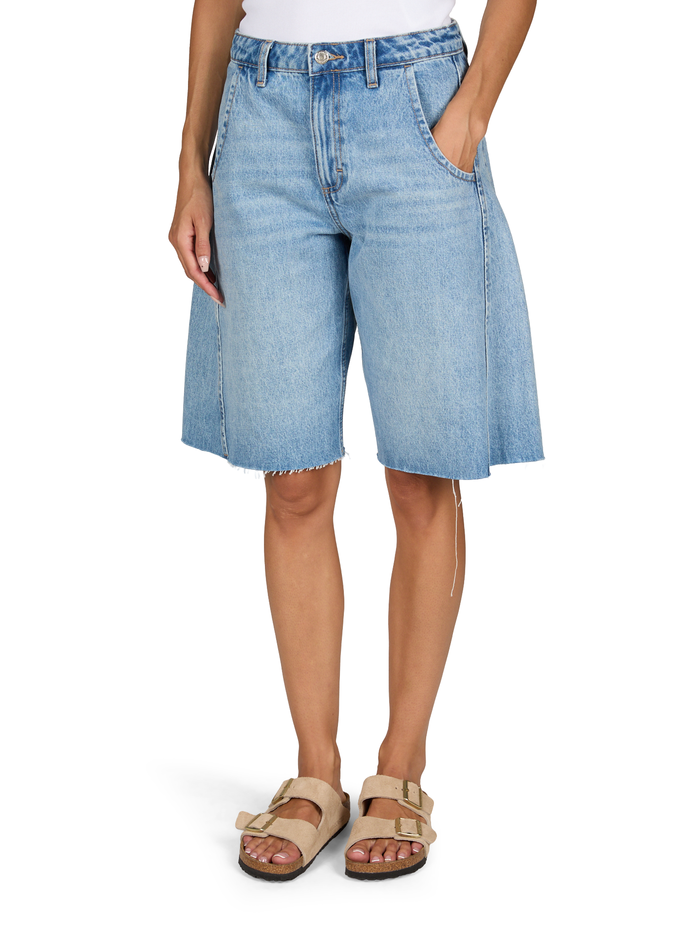 Bermuda Tsjoa en denim de coton TOPSHOP Bleu
