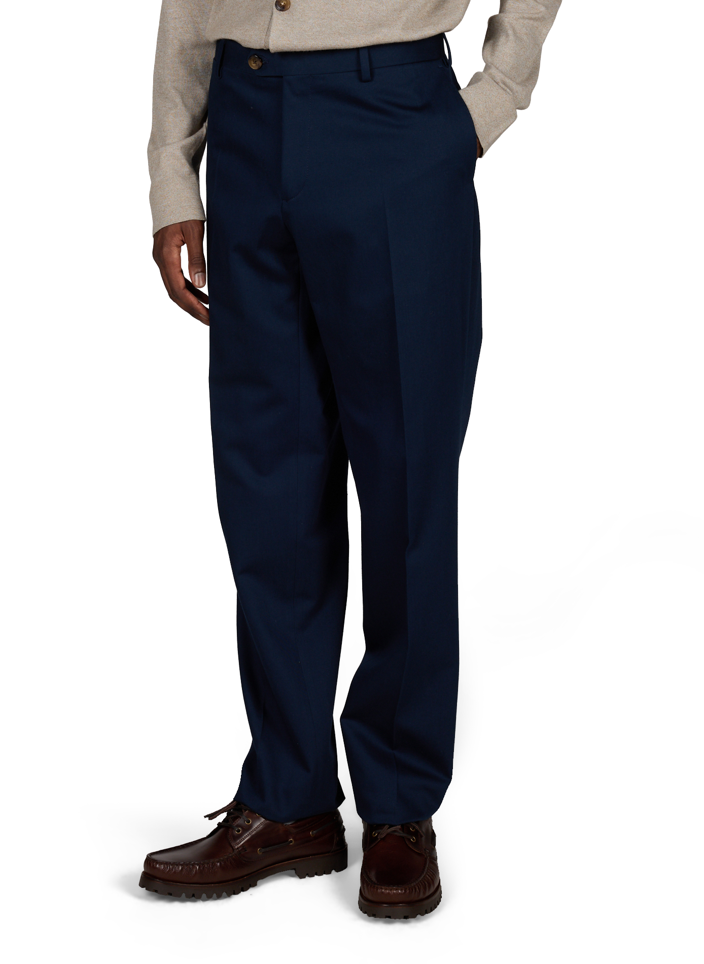 Straight cotton and linen trousers FACONNABLE Blue