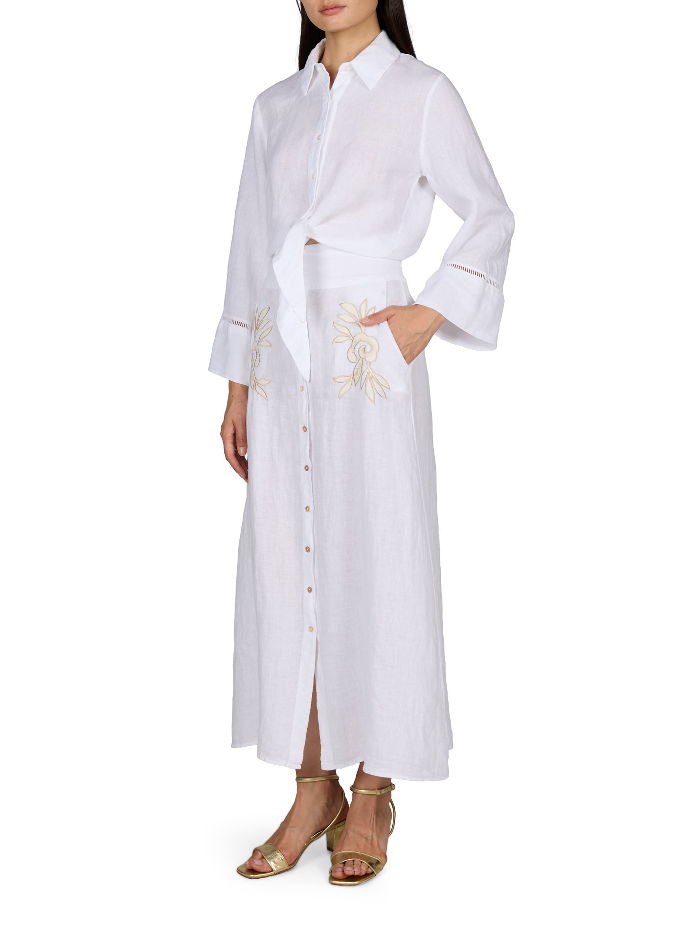 Korte linnen blouse van Mrs Mika MR MOOD Wit