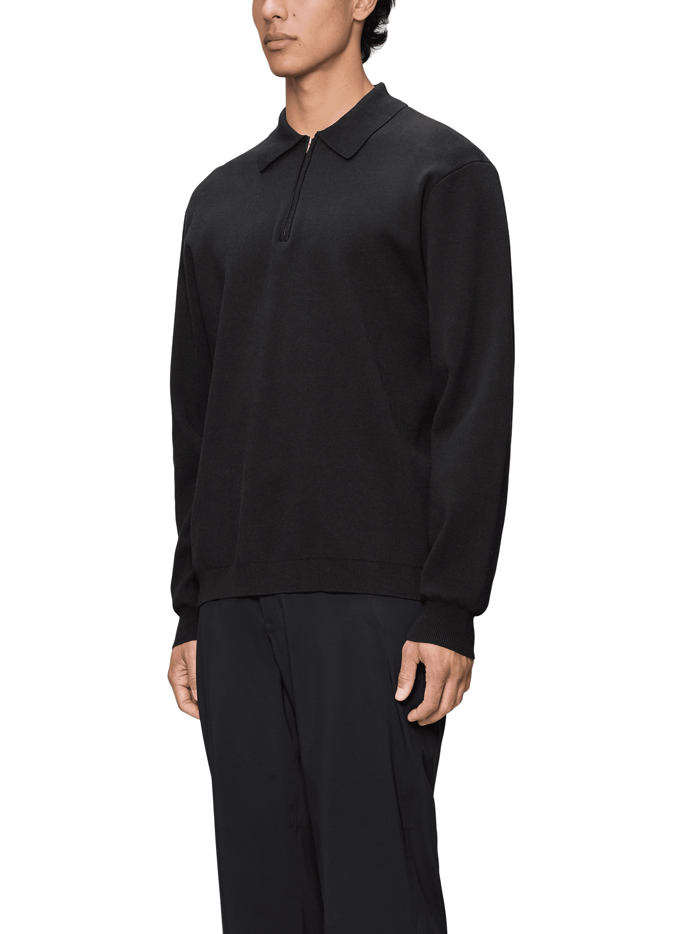 Loose fit cotton polo RAINS Black