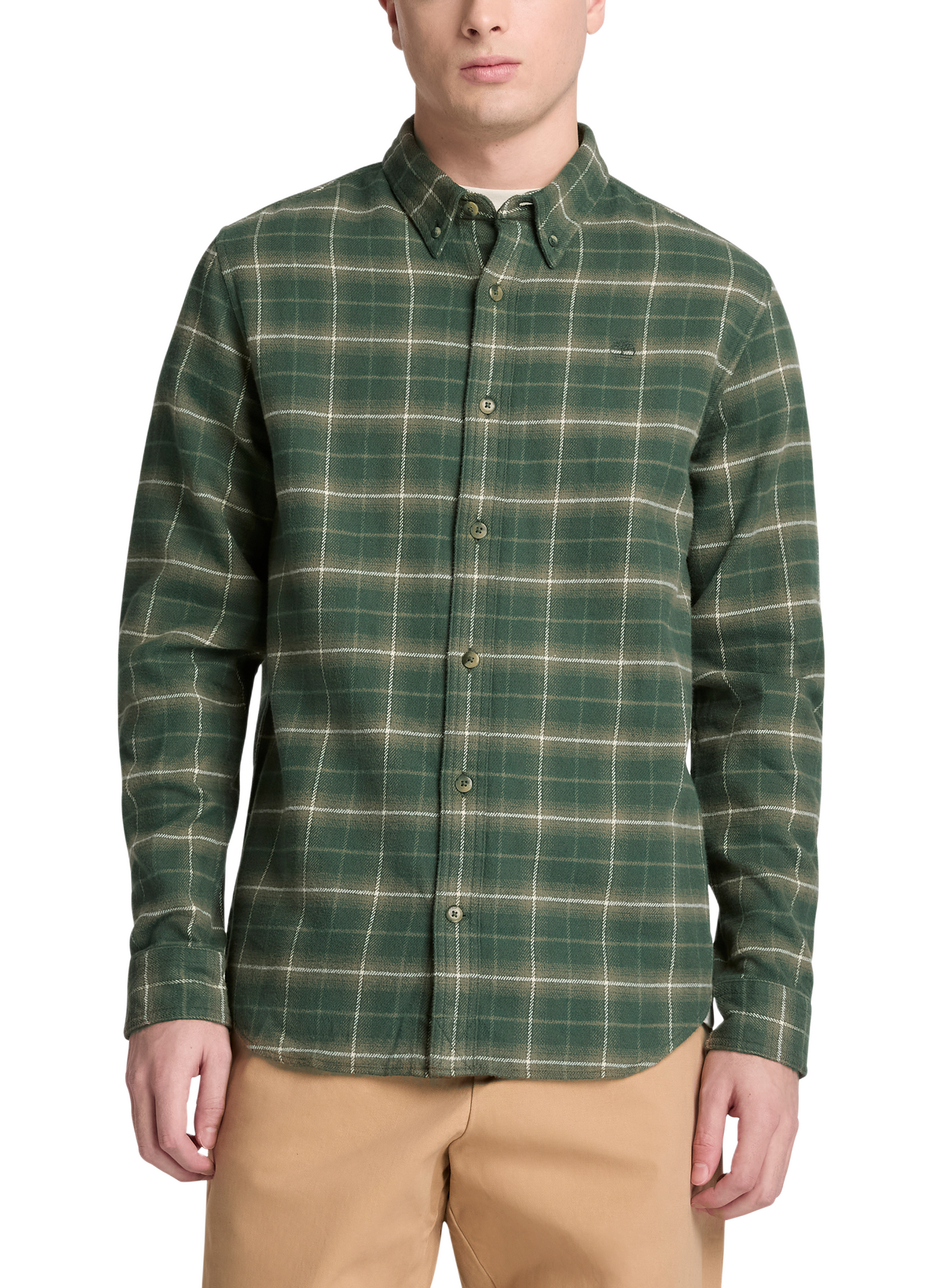 Straight cotton check shirt TIMBERLAND Green