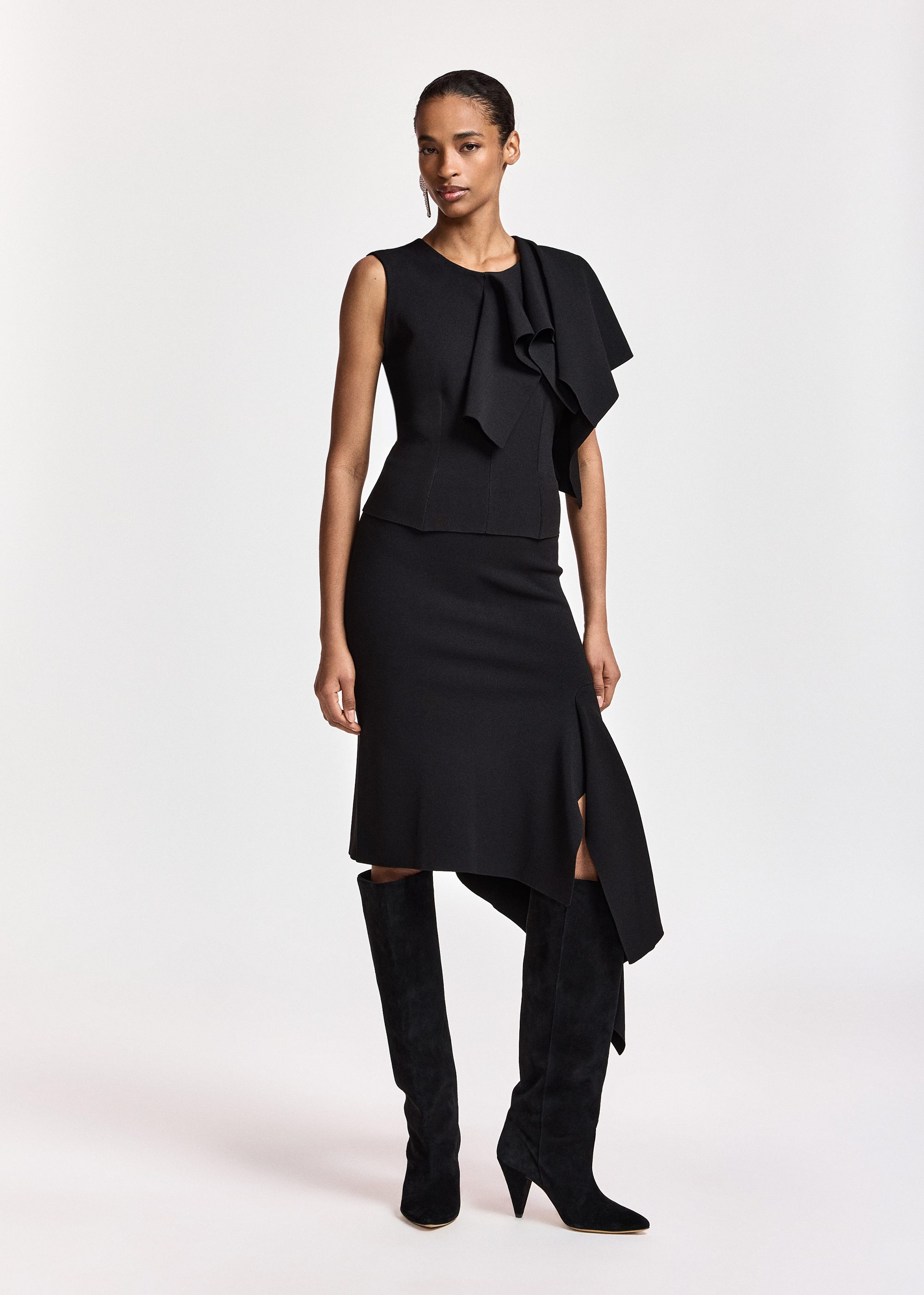 Jupe moulante avec drapé asymétrique kap ESSENTIEL ANTWERP Noir