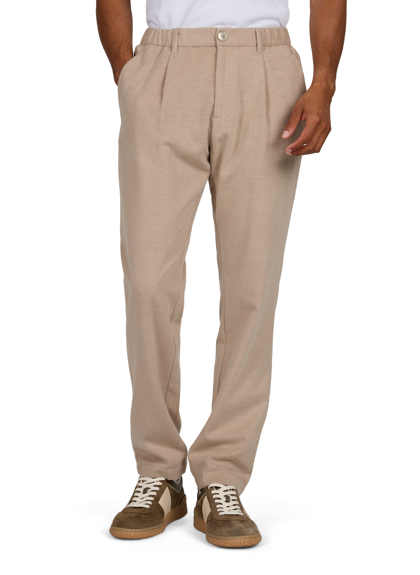 Pantalon droit effet duveteux HERNO Beige