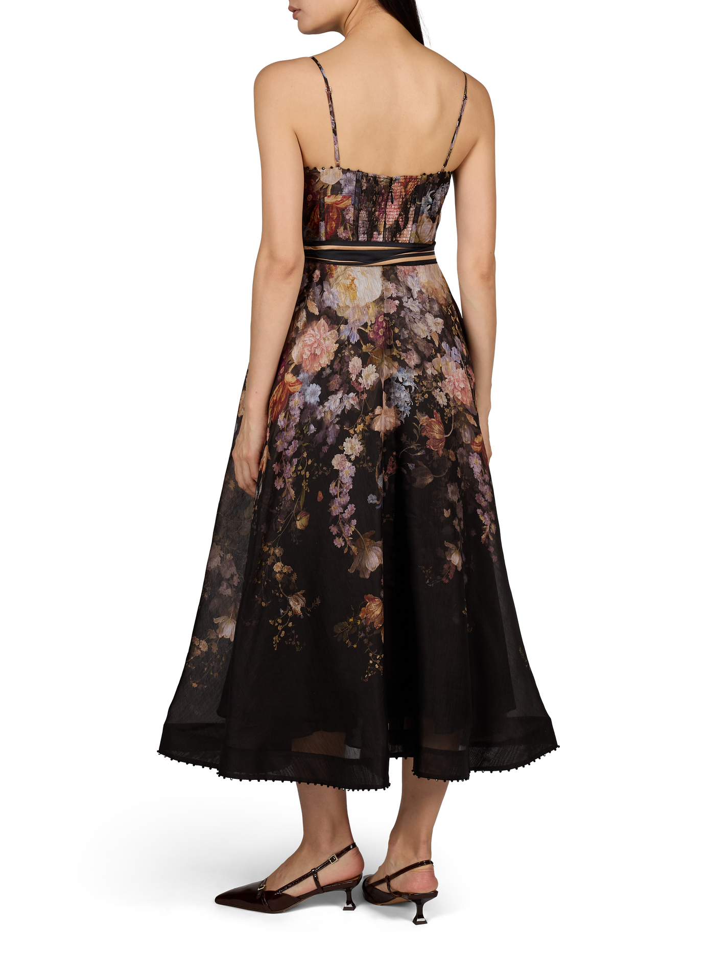 Robe corset imprimée fleuri ZIMMERMANN Noir