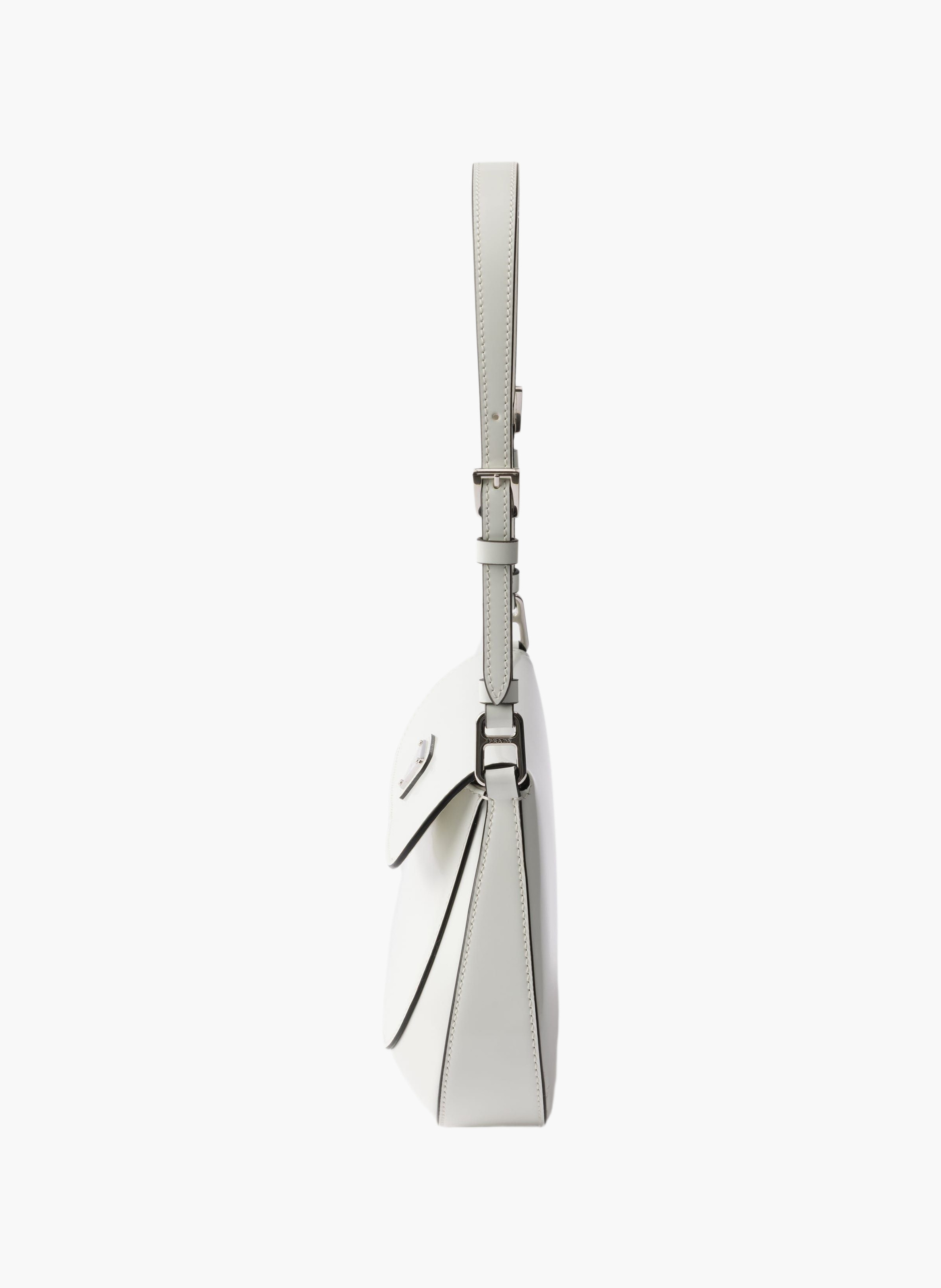 Sac porté épaule prada cleo en cuir brossé PRADA Blanc