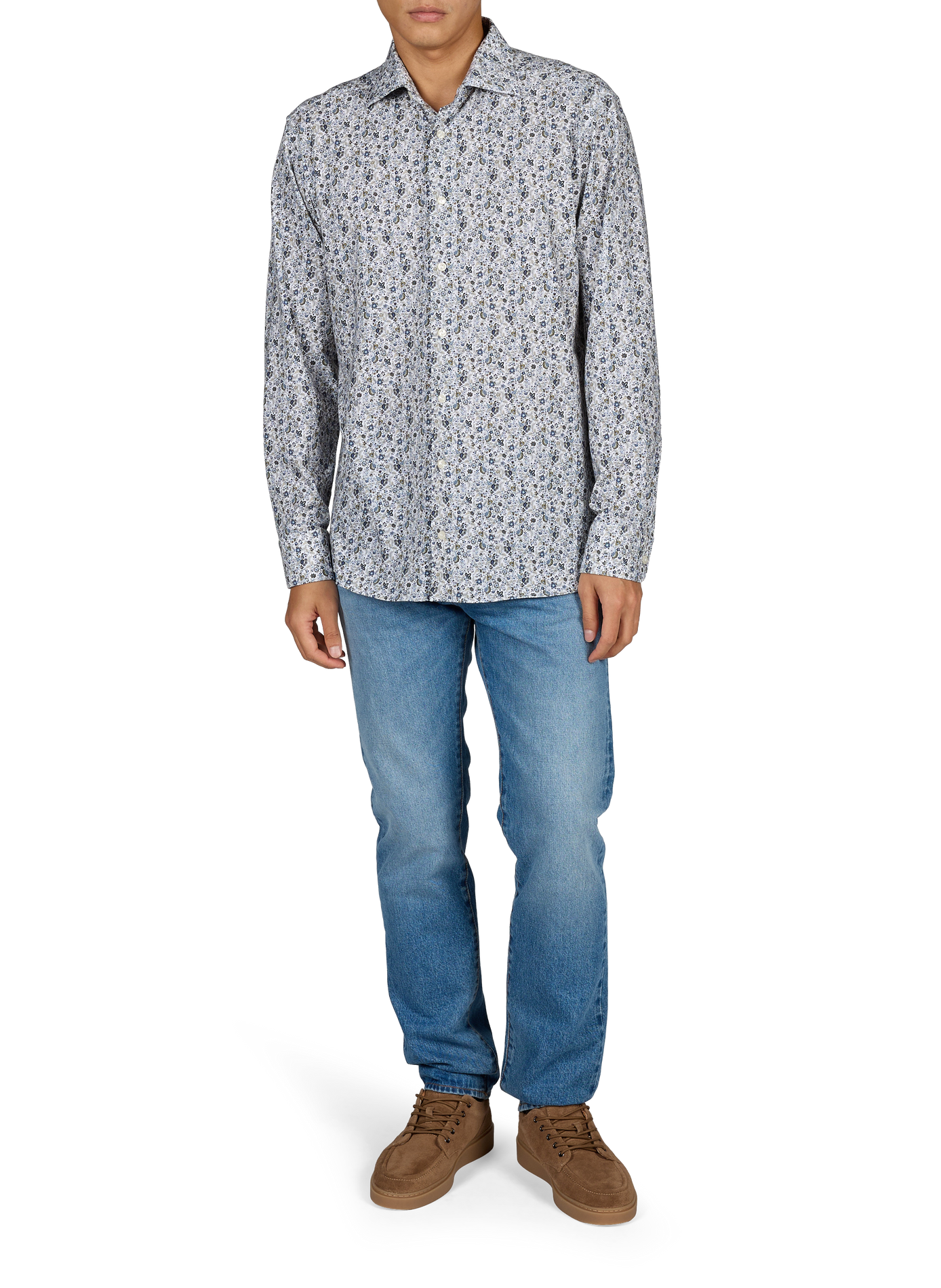 Tailliertes Hemd aus Baumwolle mit Print ETON Grun