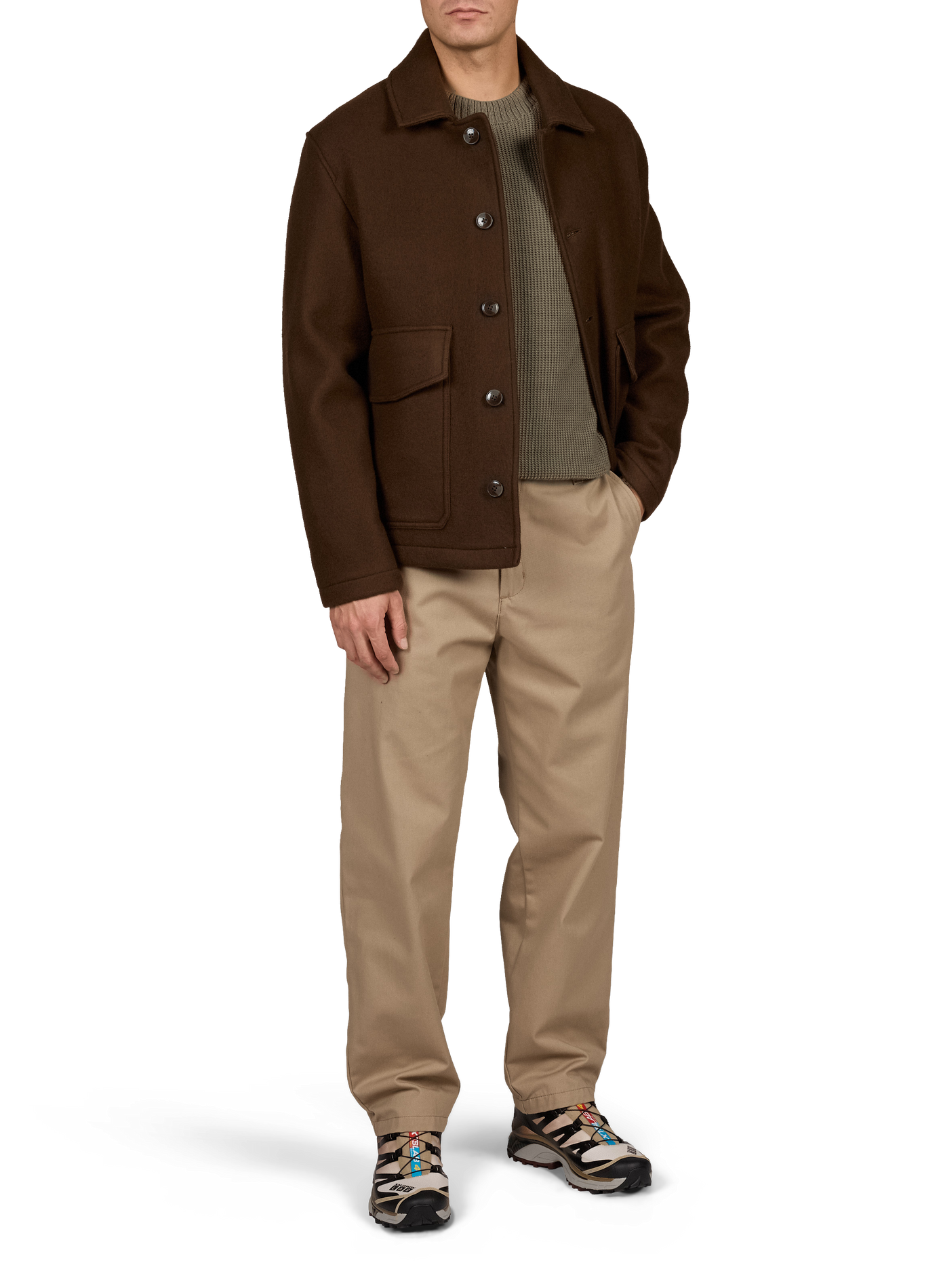Straight-cut jacket with a classic collar in a wool blend CLOSED Brown