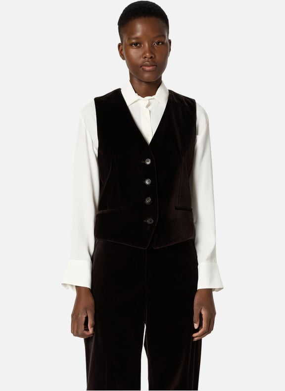Gilet de tailleur en velours ras - nais Marron by GERARD DAREL GERARD DAREL Gilet de tailleur en velours ras - nais Marron