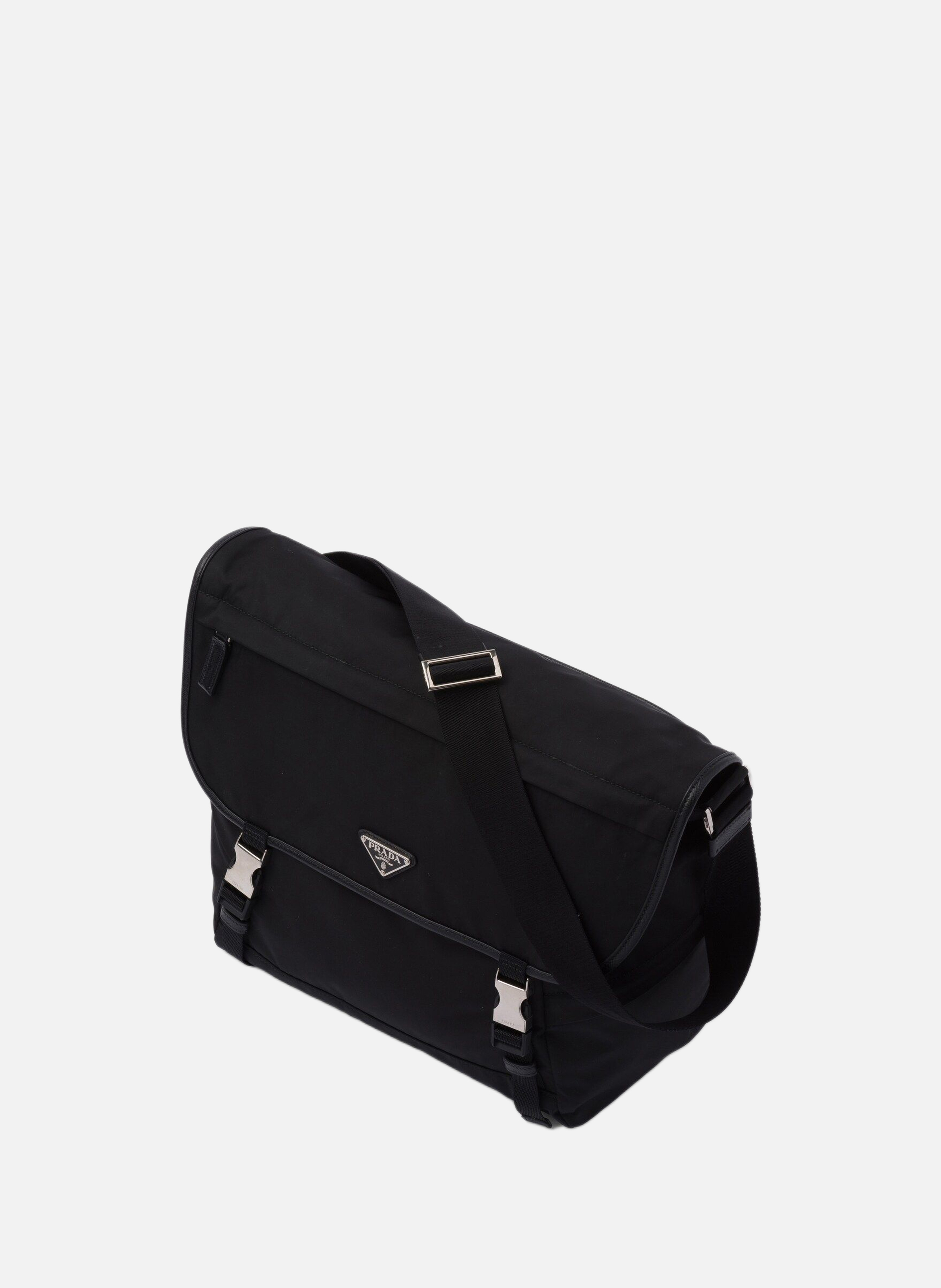 Sac porté épaule en re-nylon et cuir saffiano PRADA Noir