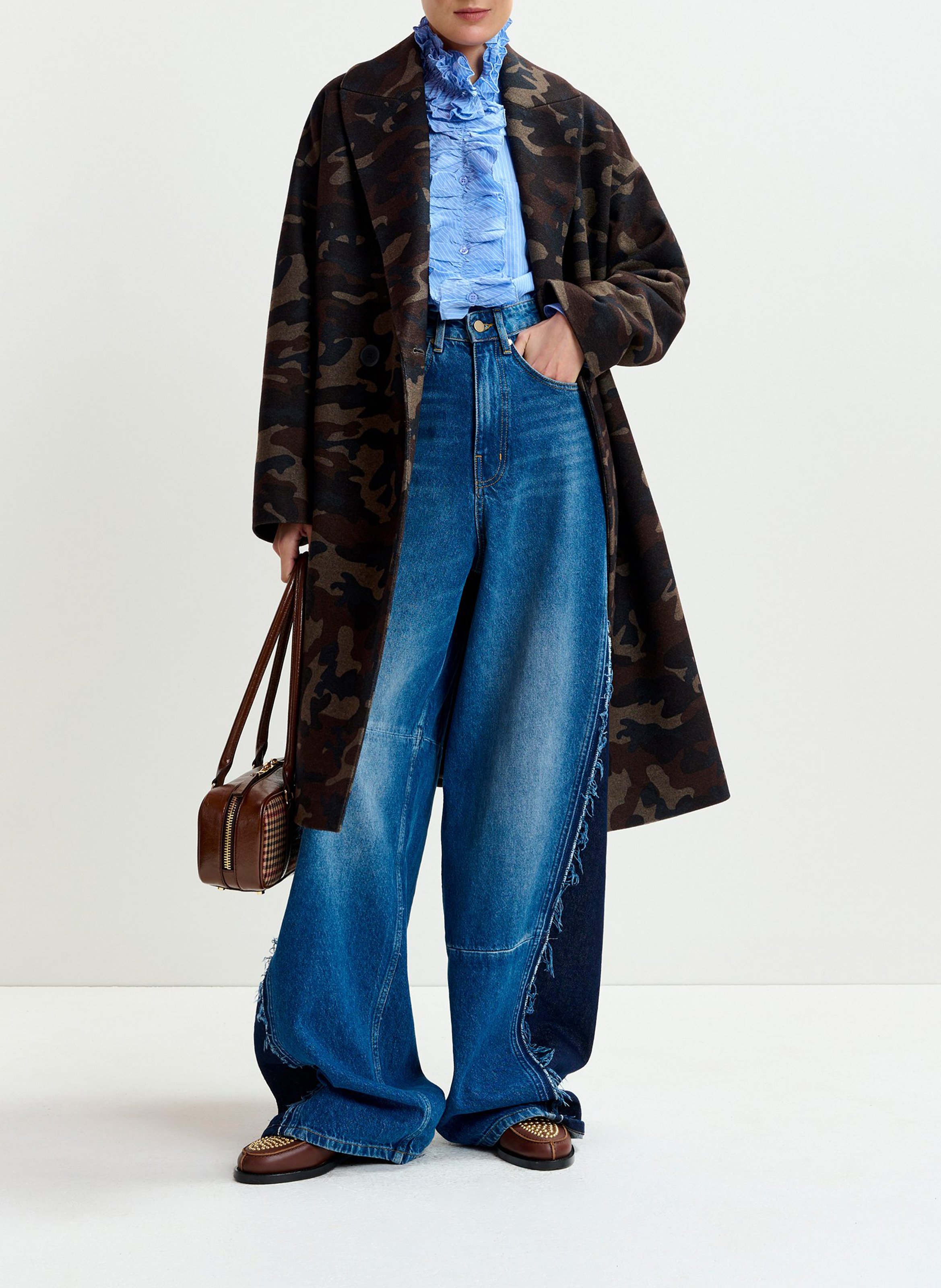 Sac épaule en laine mélangée Igor ESSENTIEL ANTWERP Marron