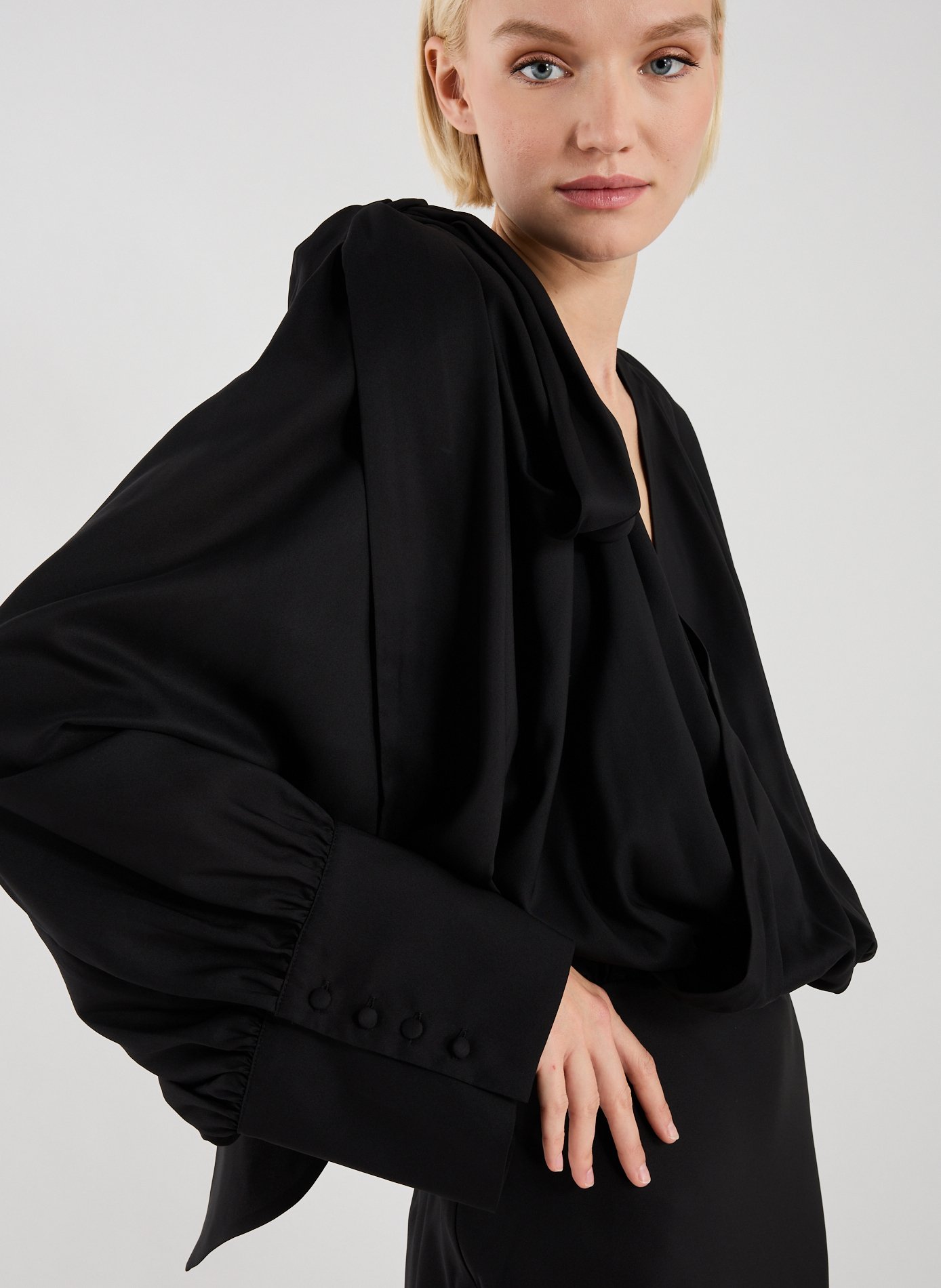 Robe longue en mousseline ROTATE Noir