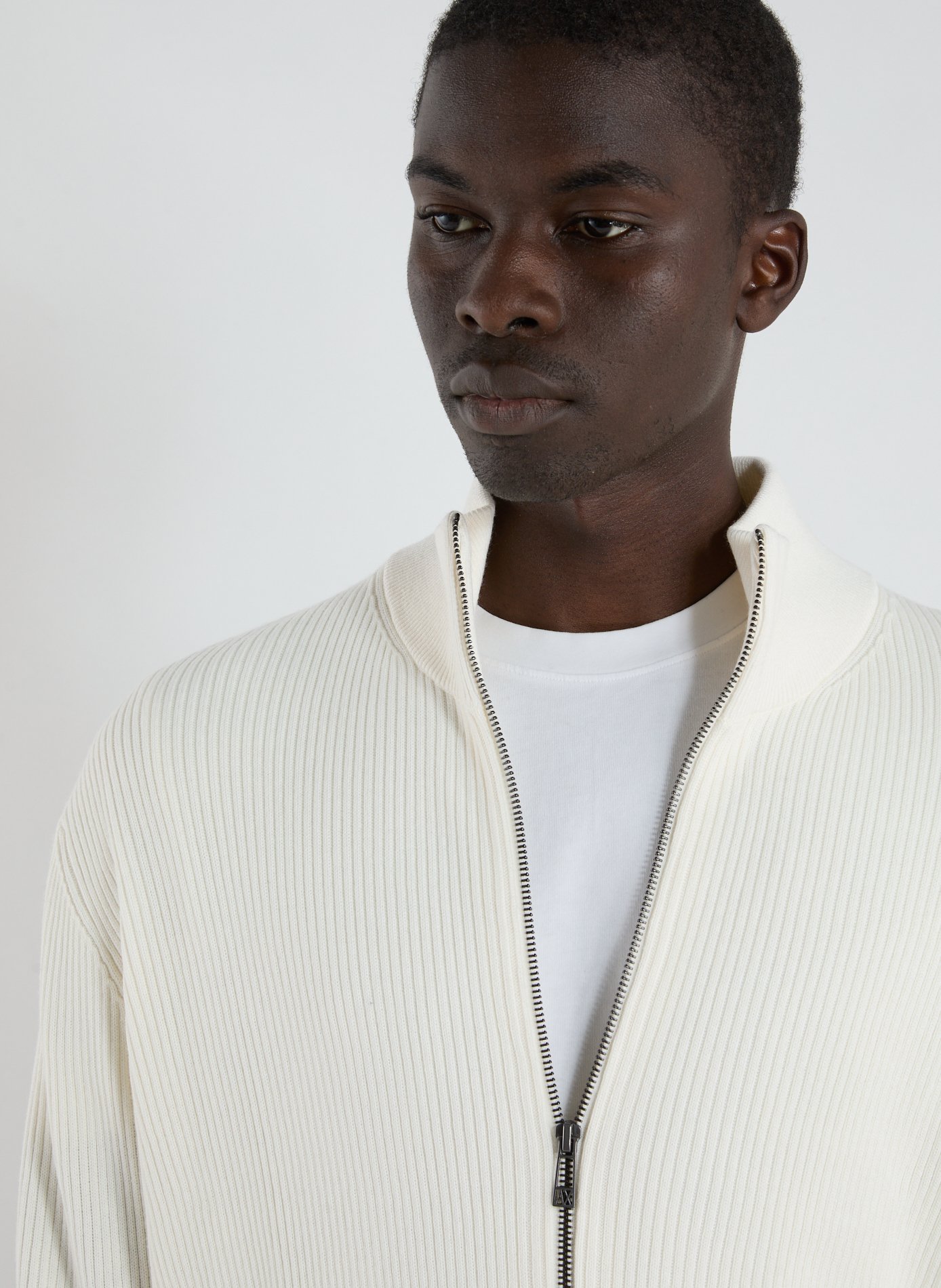 Ribbed wool and cotton blend vest ARMANI EXCHANGE White