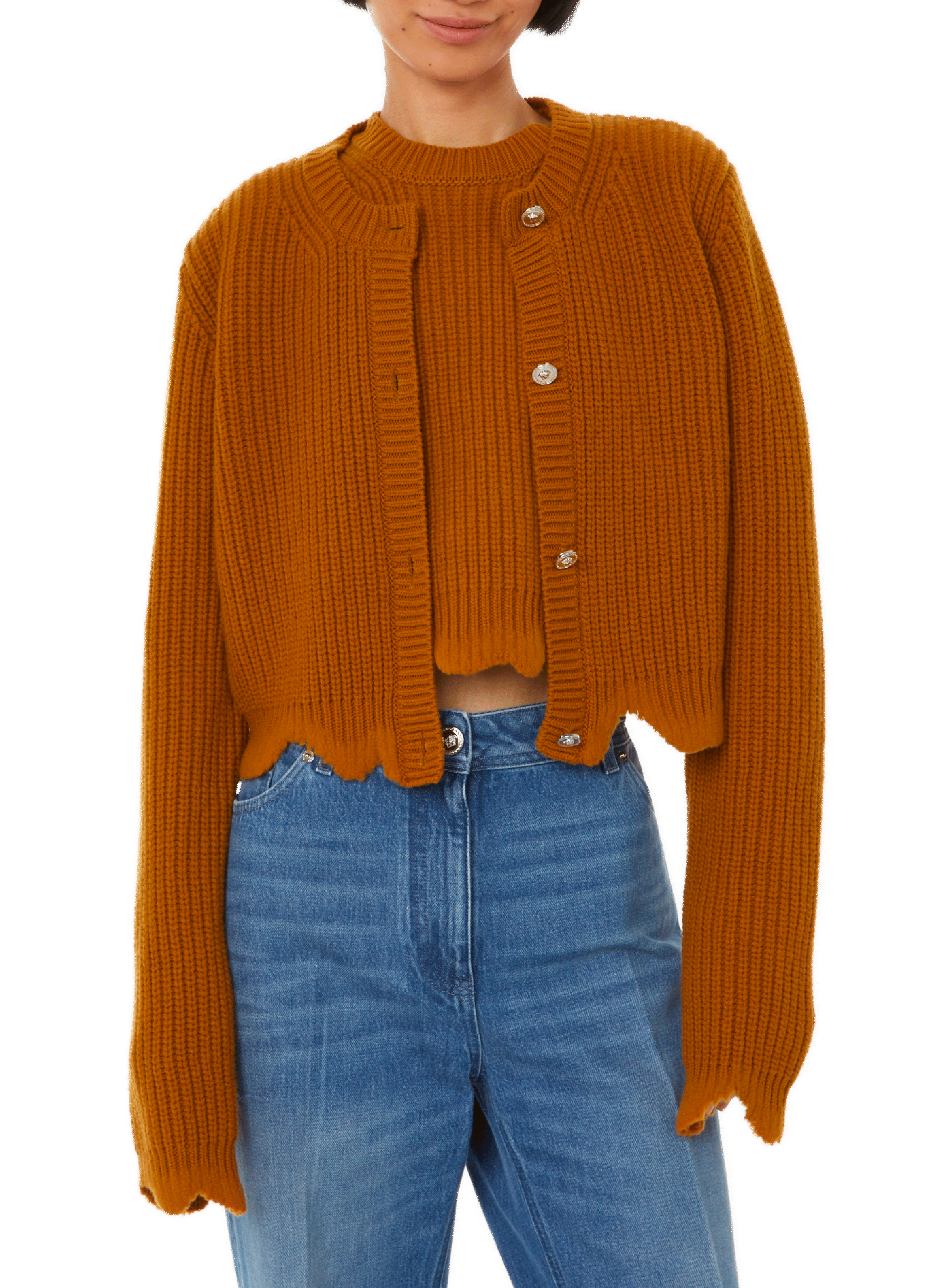 VERSACE Grunge wool cardigan  Brown