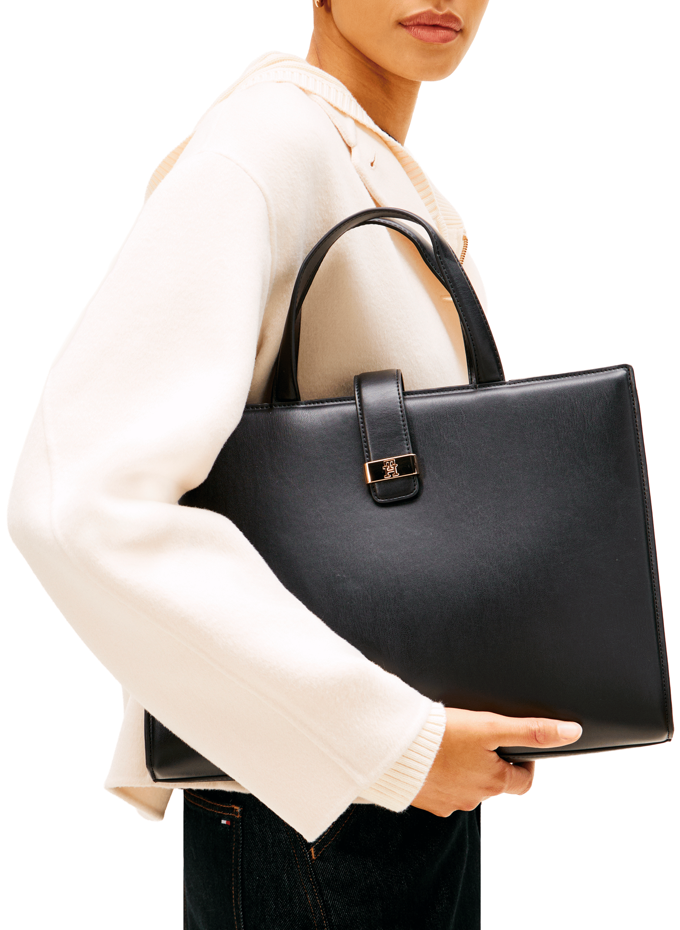 Large business bag with long handles TOMMY HILFIGER Black