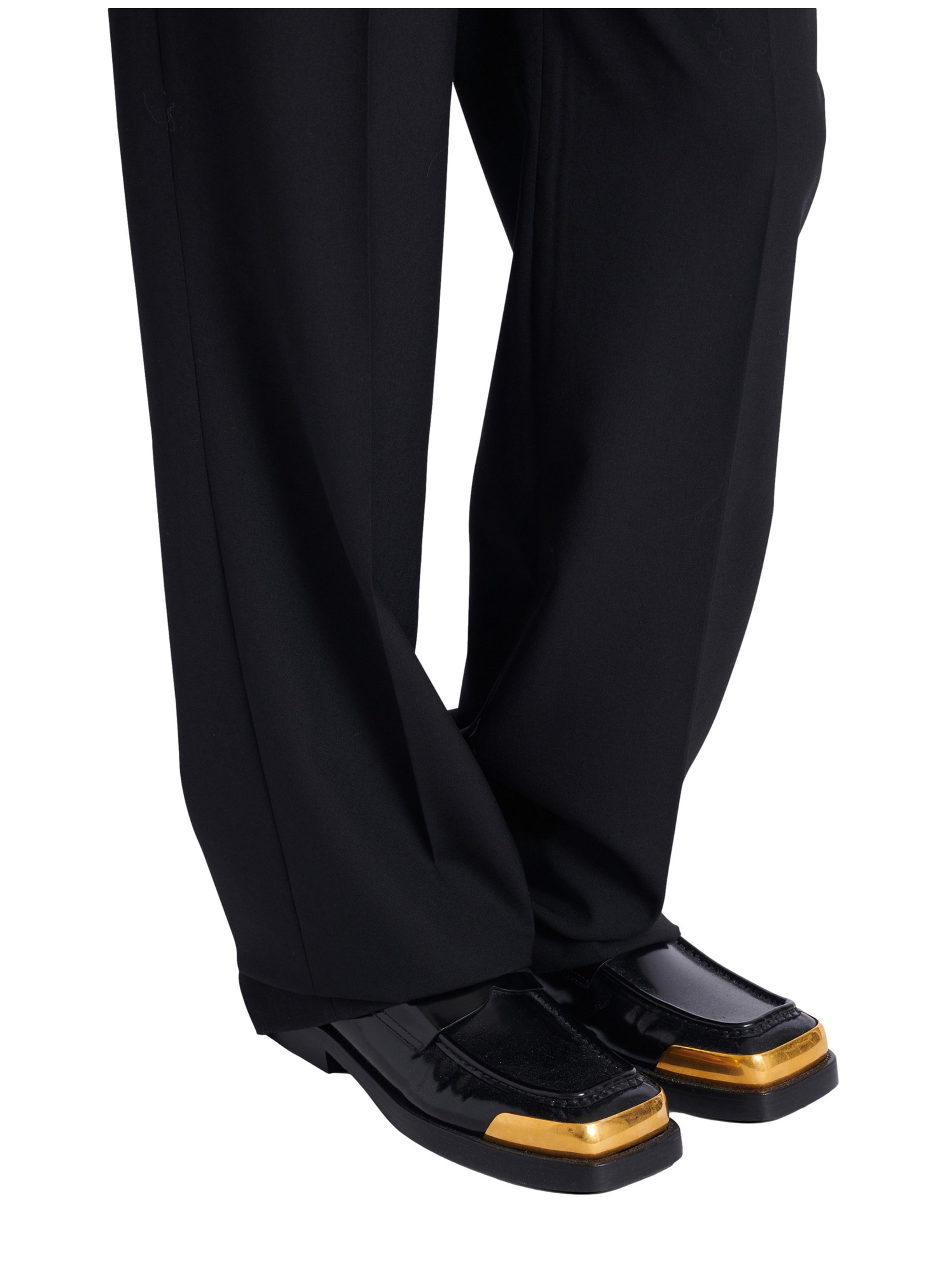 Mocassins bouts carrés en cuir glacé BALMAIN Noir