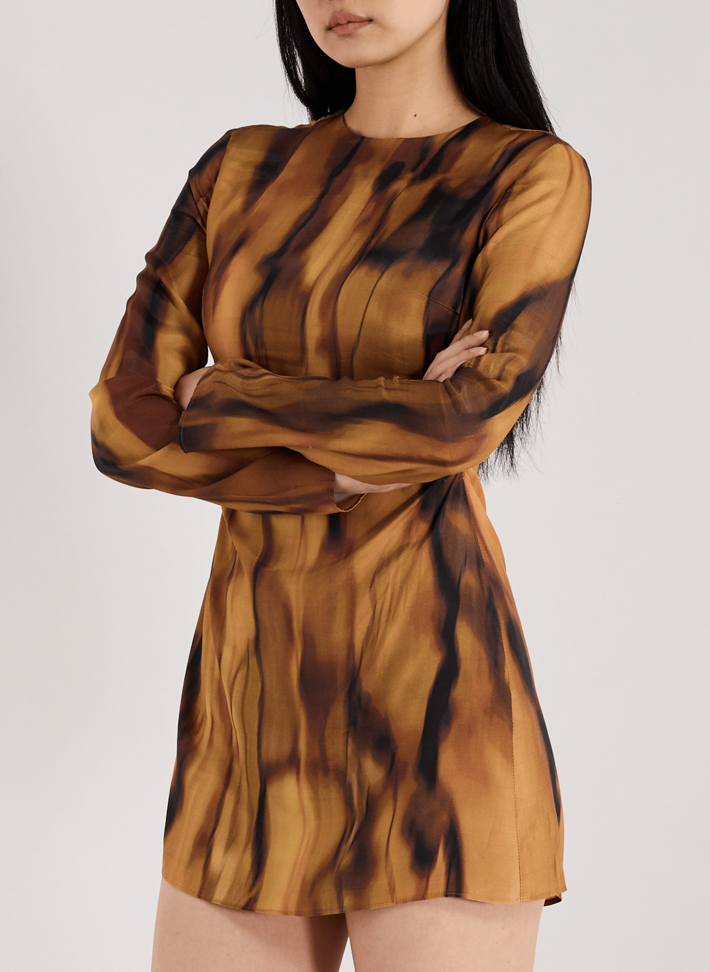 TOPSHOP Robe courte à imprimé Marron